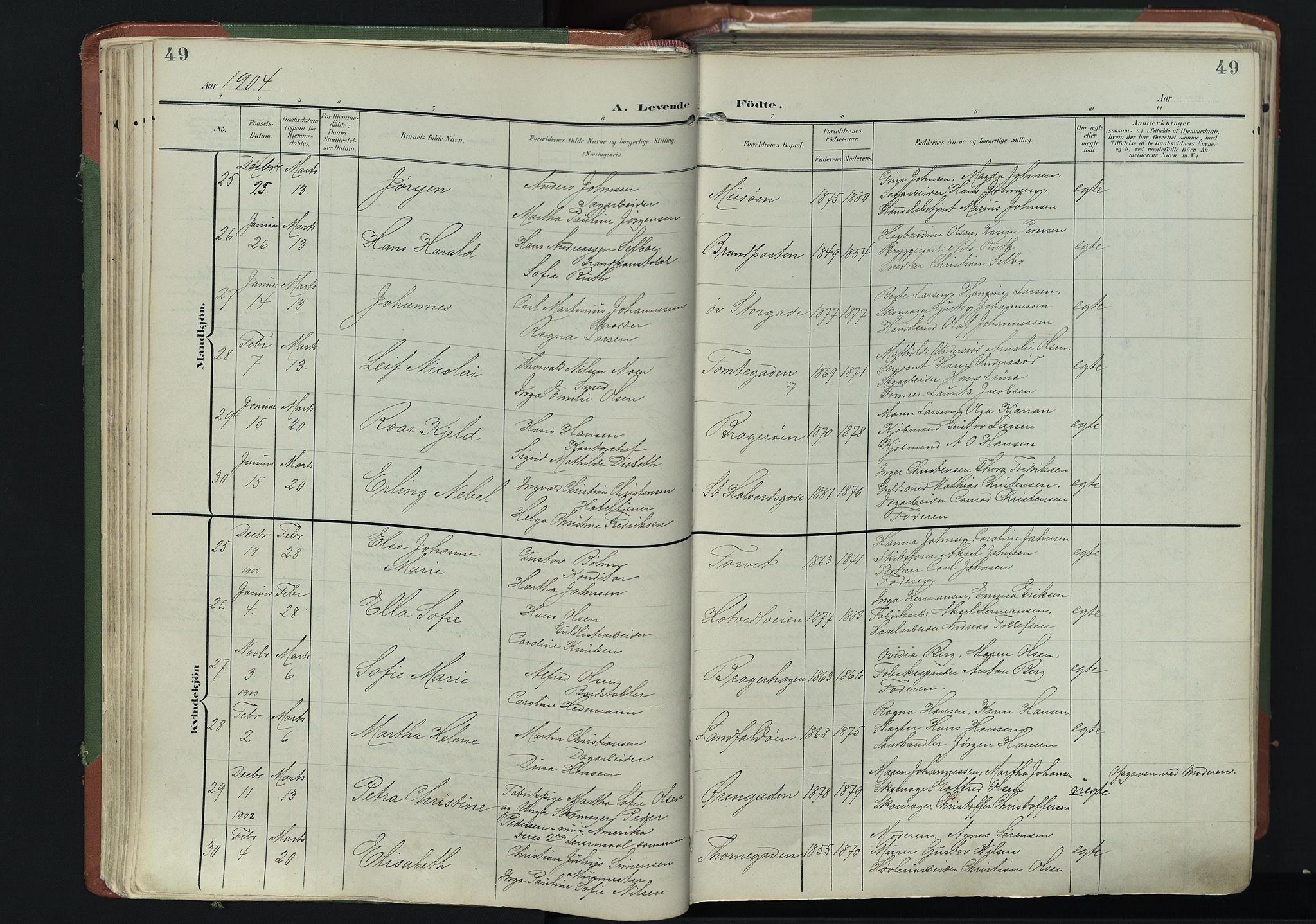 Bragernes kirkebøker, AV/SAKO-A-6/F/Fb/L0009: Parish register (official) no. II 9, 1902-1911, p. 49