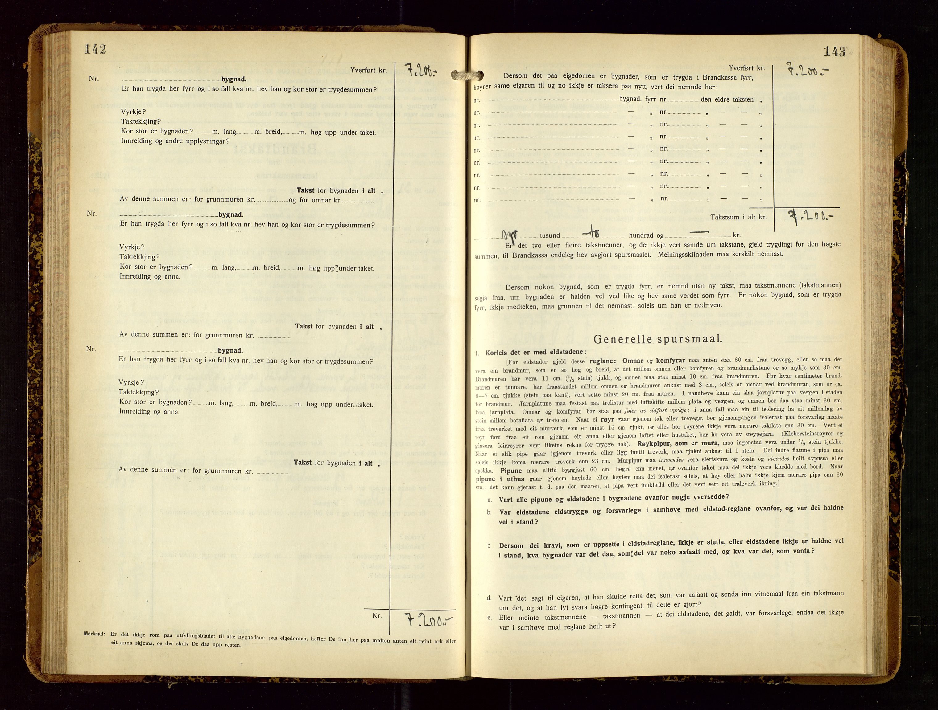Hetland lensmannskontor, SAST/A-100101/Gob/L0003: "Brandtakstbok", 1932-1934, p. 142-143