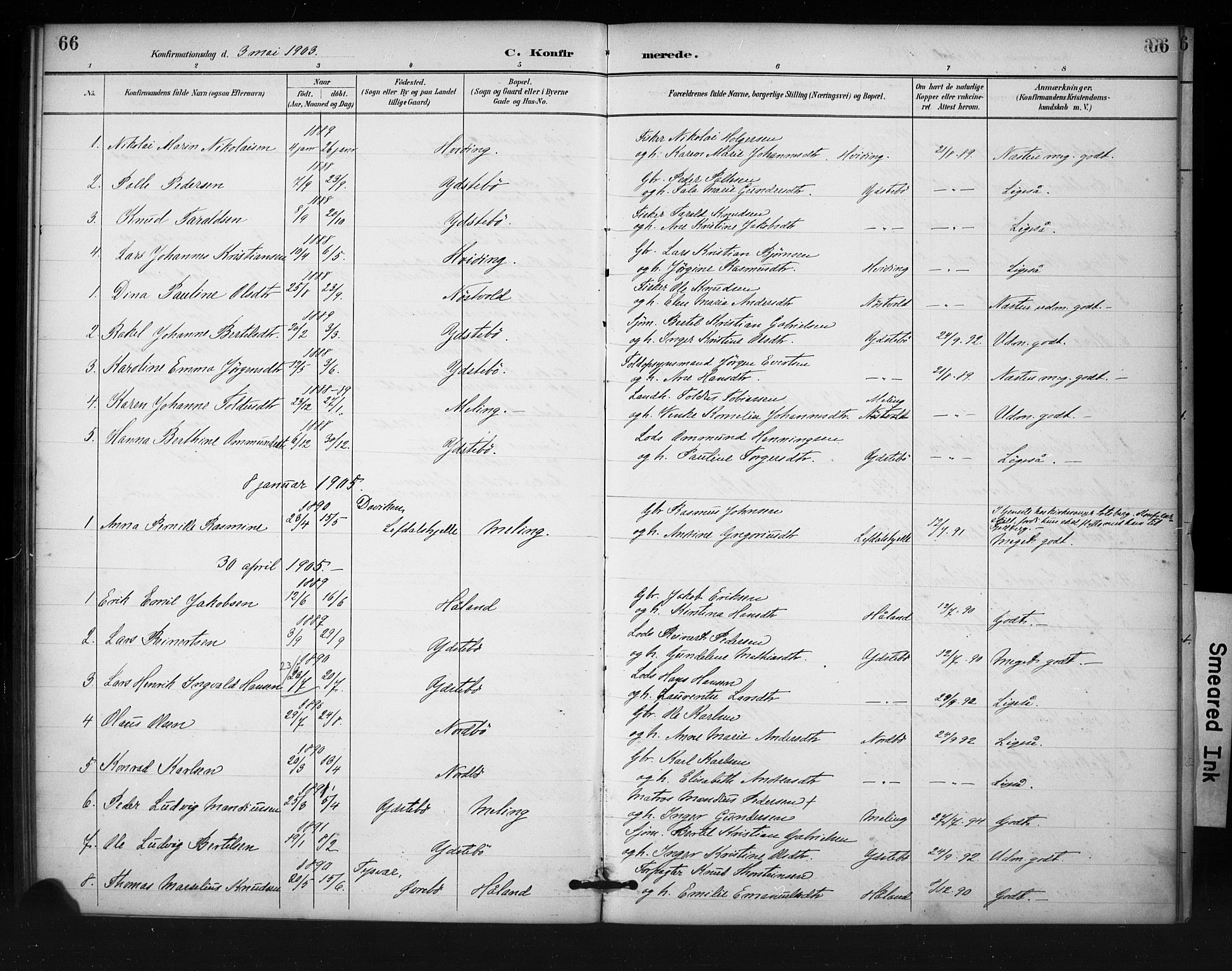Rennesøy sokneprestkontor, SAST/A -101827/H/Ha/Haa/L0013: Parish register (official) no. A 12, 1888-1916, p. 66