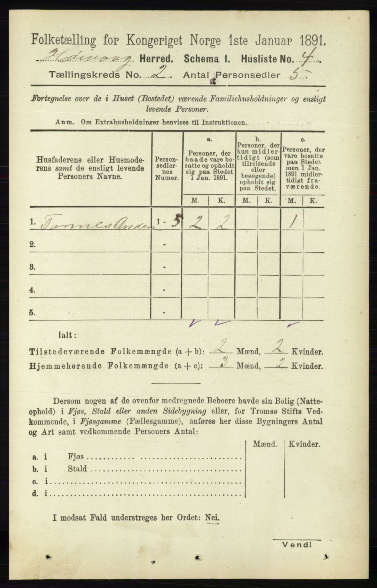 RA, 1891 census for 0927 Høvåg, 1891, p. 468