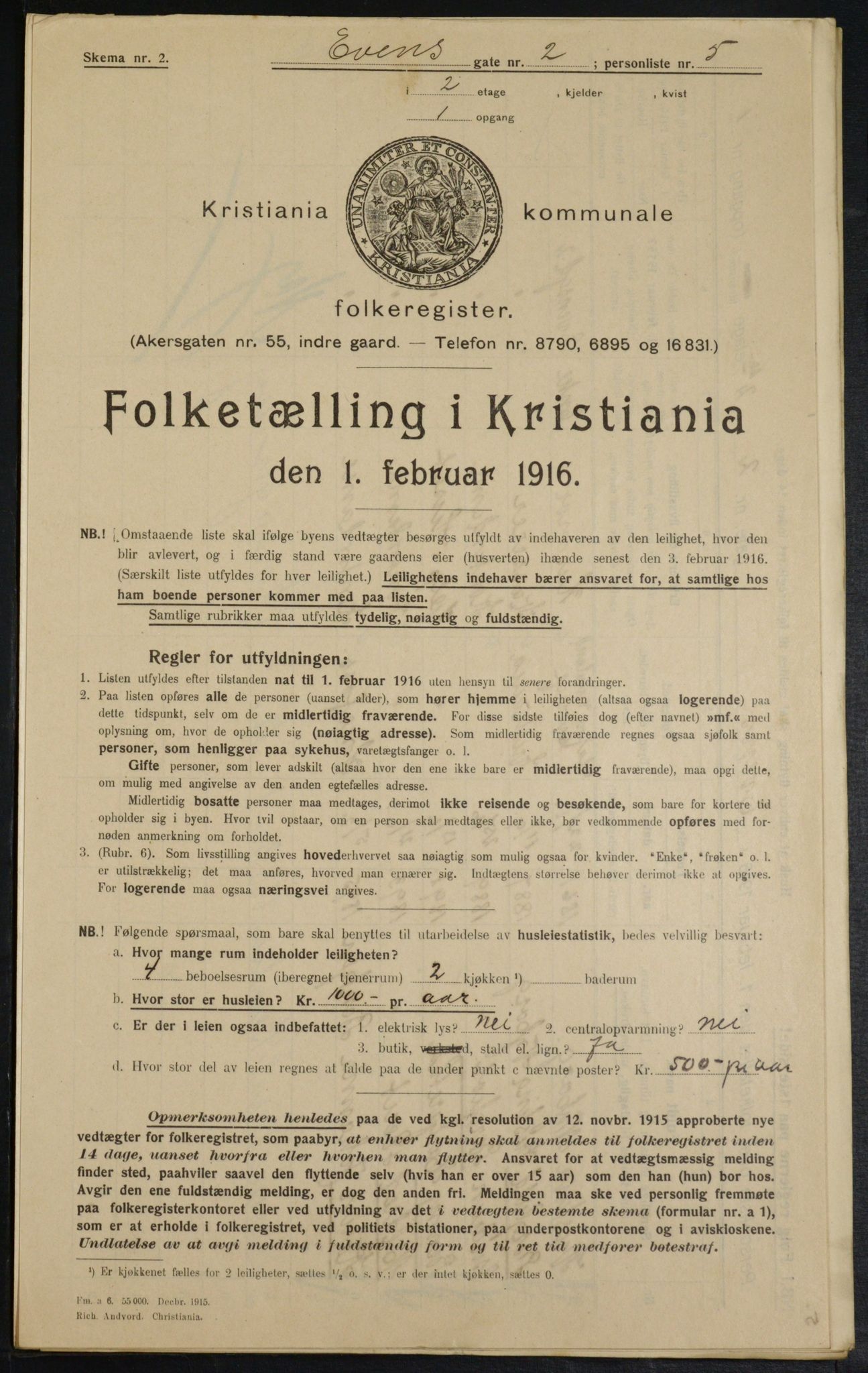 OBA, Municipal Census 1916 for Kristiania, 1916, p. 23249