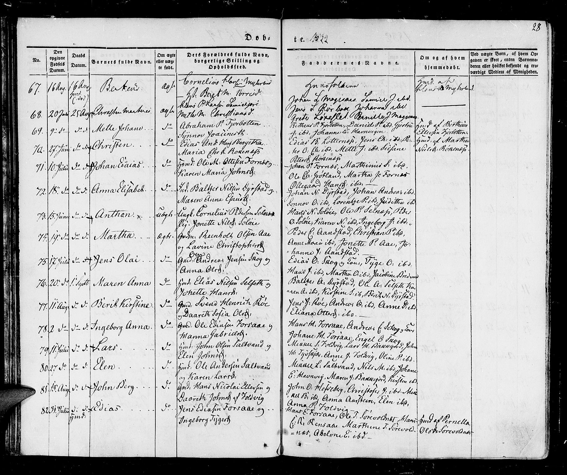 Ibestad sokneprestembete, SATØ/S-0077/H/Ha/Haa/L0006kirke: Parish register (official) no. 6, 1837-1850, p. 28