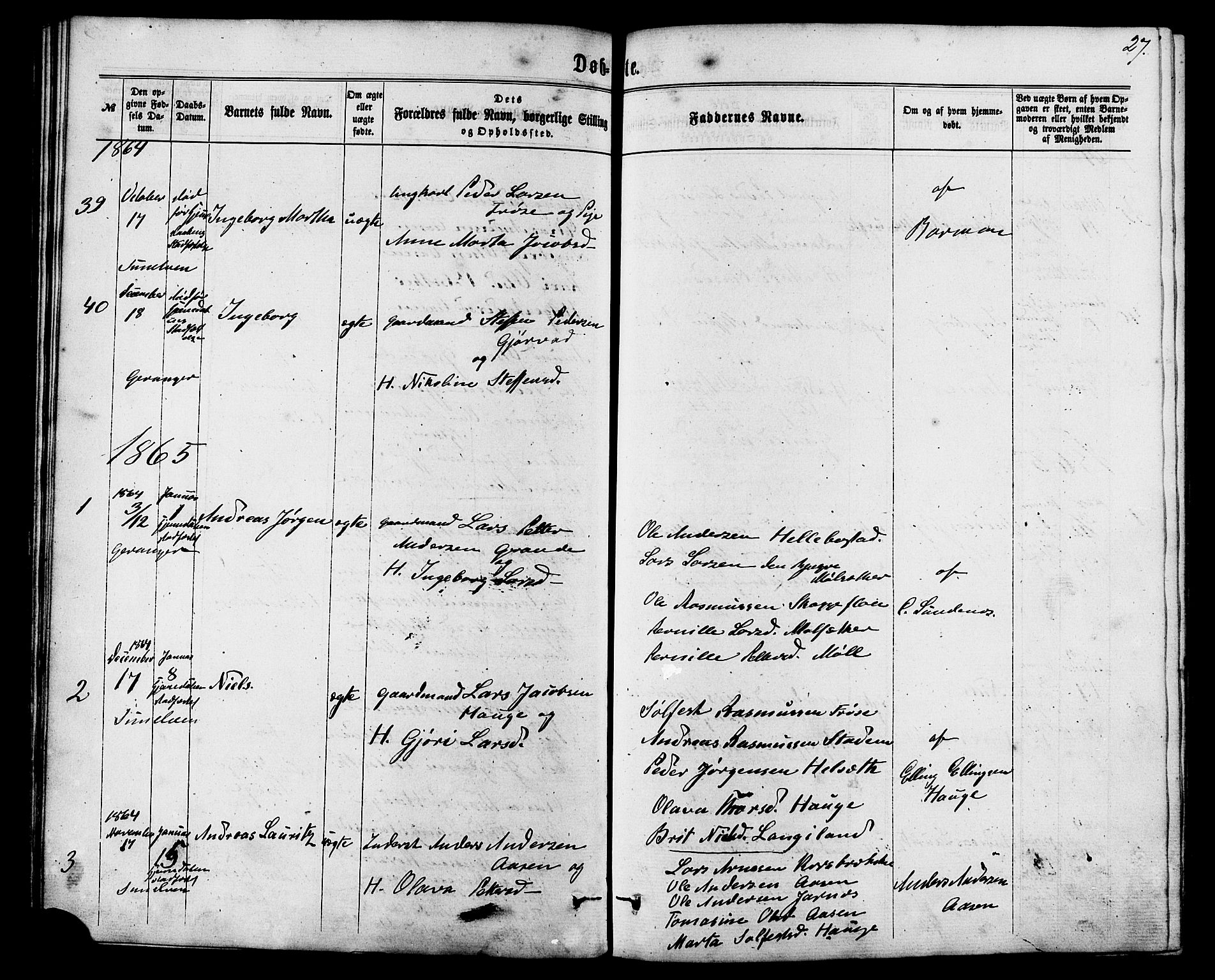Ministerialprotokoller, klokkerbøker og fødselsregistre - Møre og Romsdal, SAT/A-1454/517/L0226: Parish register (official) no. 517A06, 1862-1881, p. 27