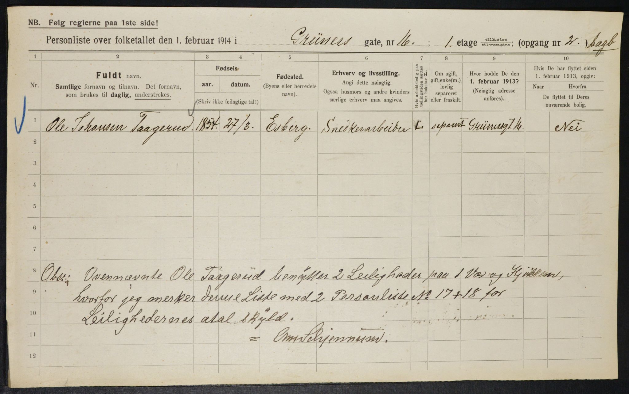 OBA, Municipal Census 1914 for Kristiania, 1914, p. 31245