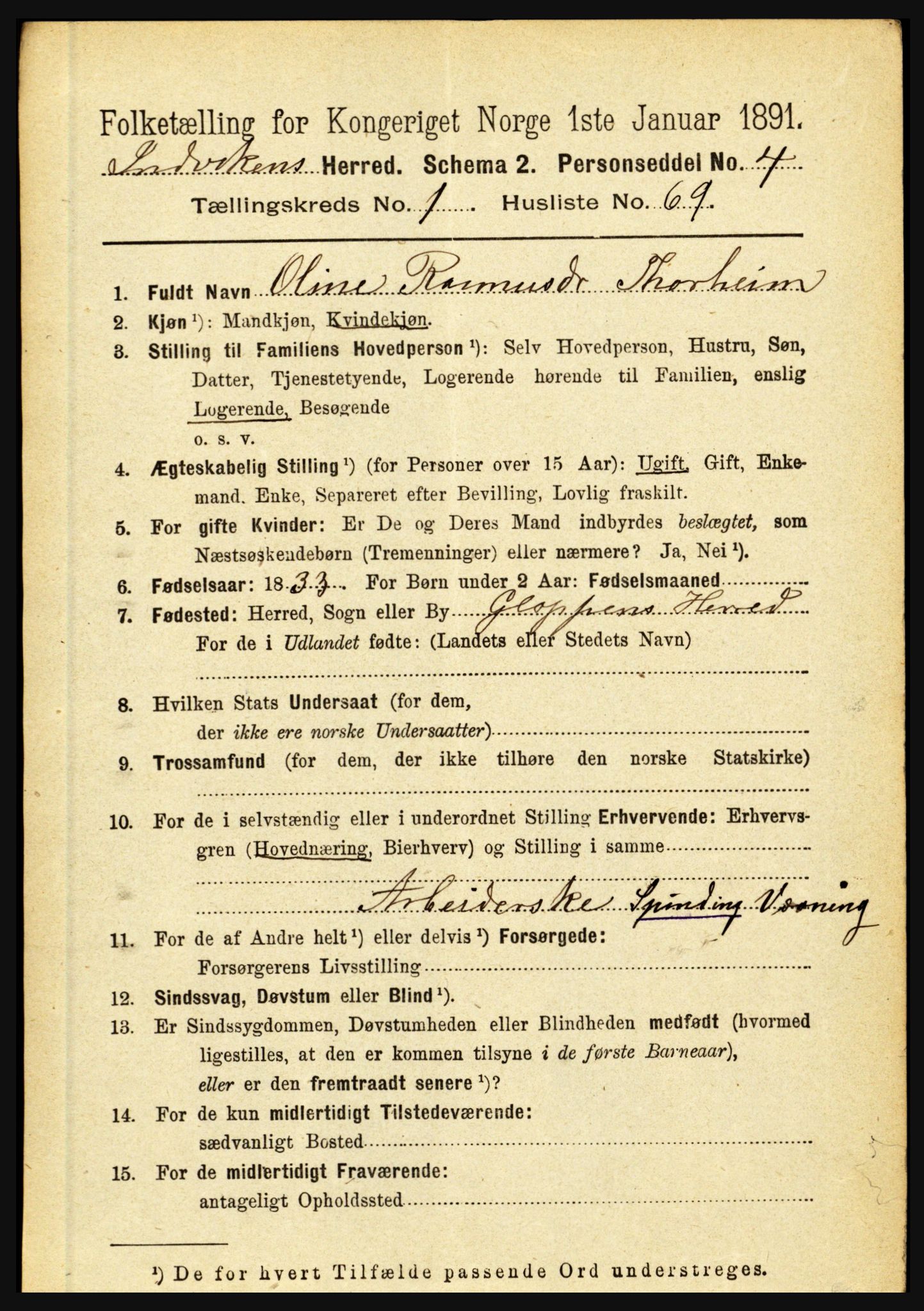 RA, 1891 census for 1447 Innvik, 1891, p. 541