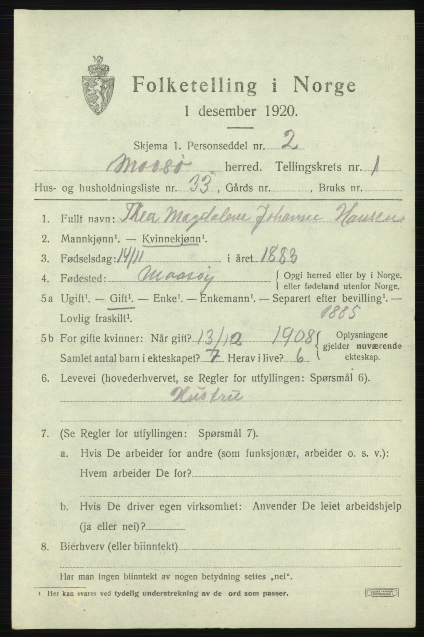 SATØ, 1920 census for Måsøy, 1920, p. 1182
