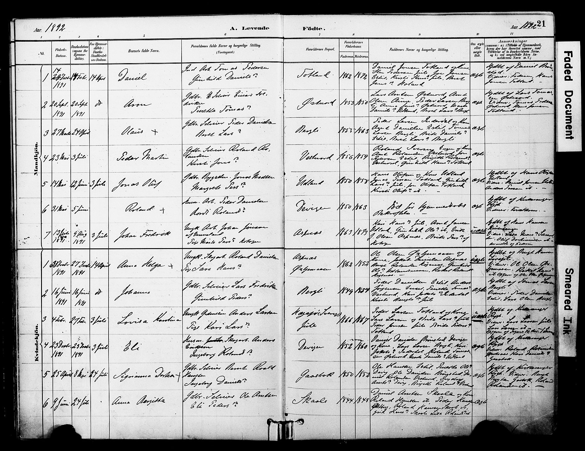 Ministerialprotokoller, klokkerbøker og fødselsregistre - Nord-Trøndelag, SAT/A-1458/757/L0505: Parish register (official) no. 757A01, 1882-1904, p. 21