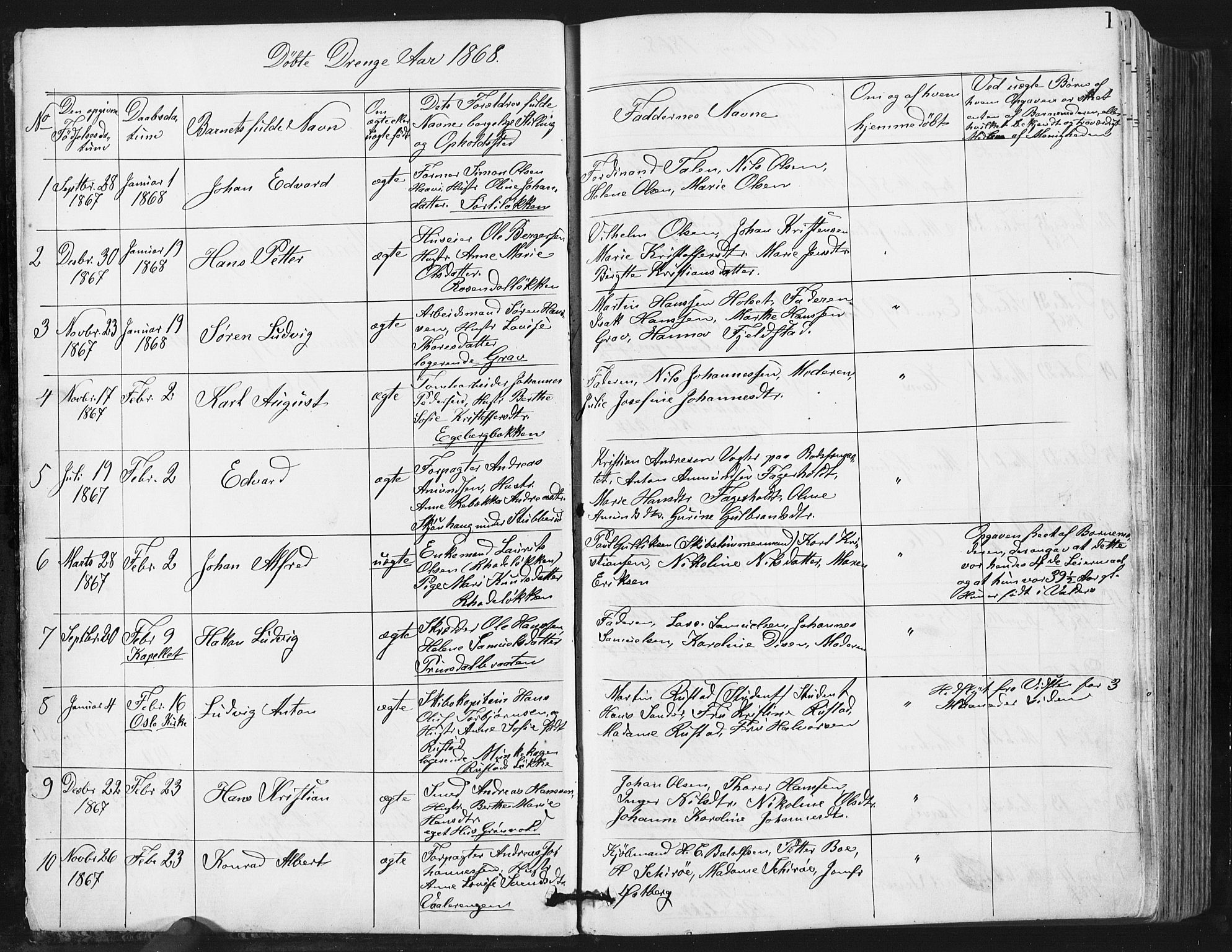 Østre Aker prestekontor Kirkebøker, SAO/A-10840/G/Ga/L0003: Parish register (copy) no. I 3, 1868-1913, p. 1