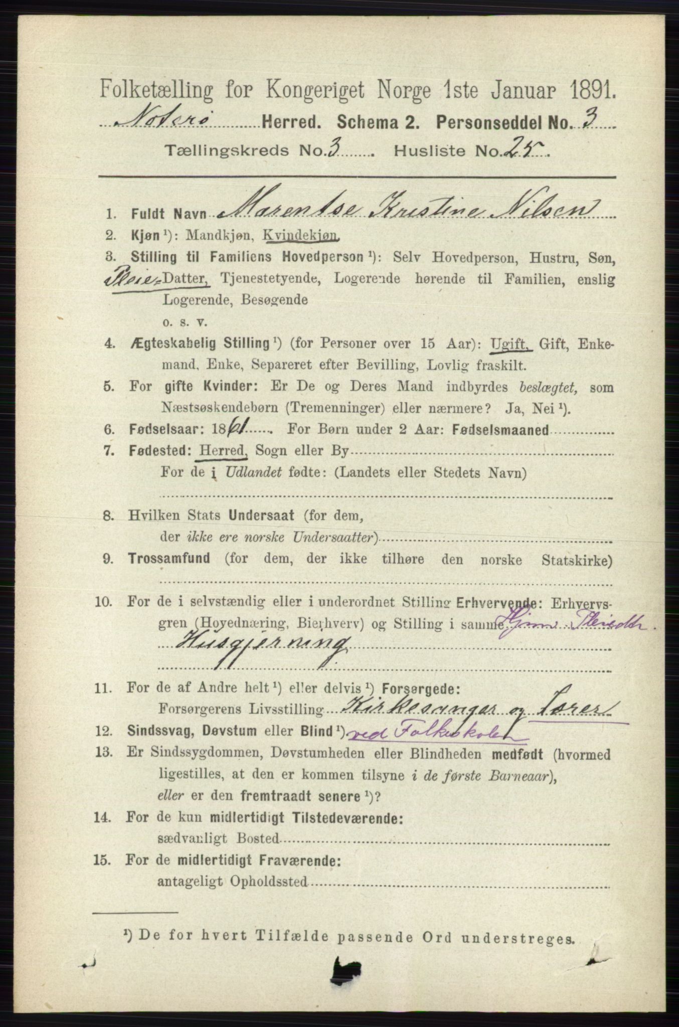 RA, 1891 census for 0722 Nøtterøy, 1891, p. 1693