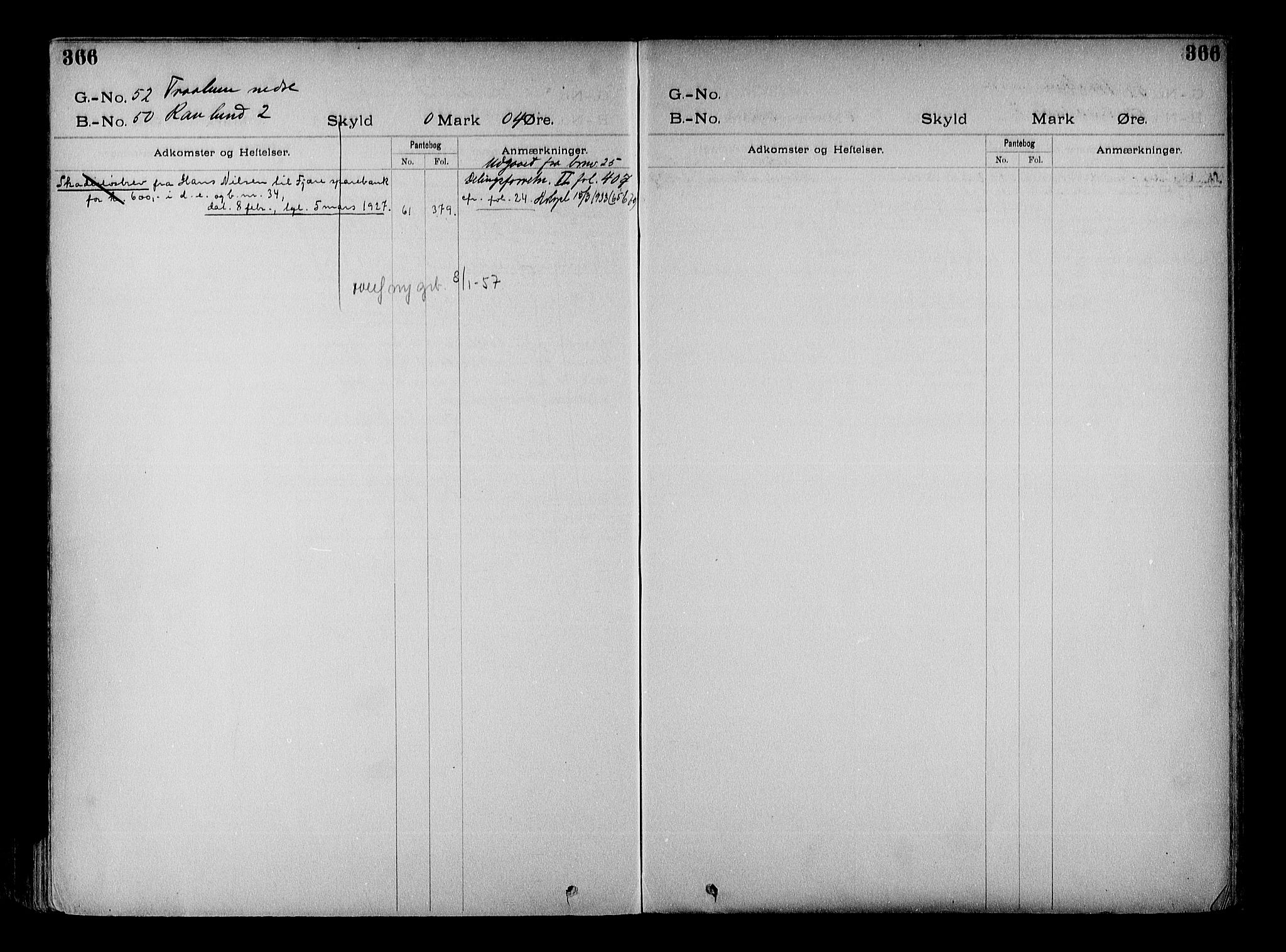Vestre Nedenes/Sand sorenskriveri, SAK/1221-0010/G/Ga/L0022: Mortgage register no. 15, 1899-1957, p. 366