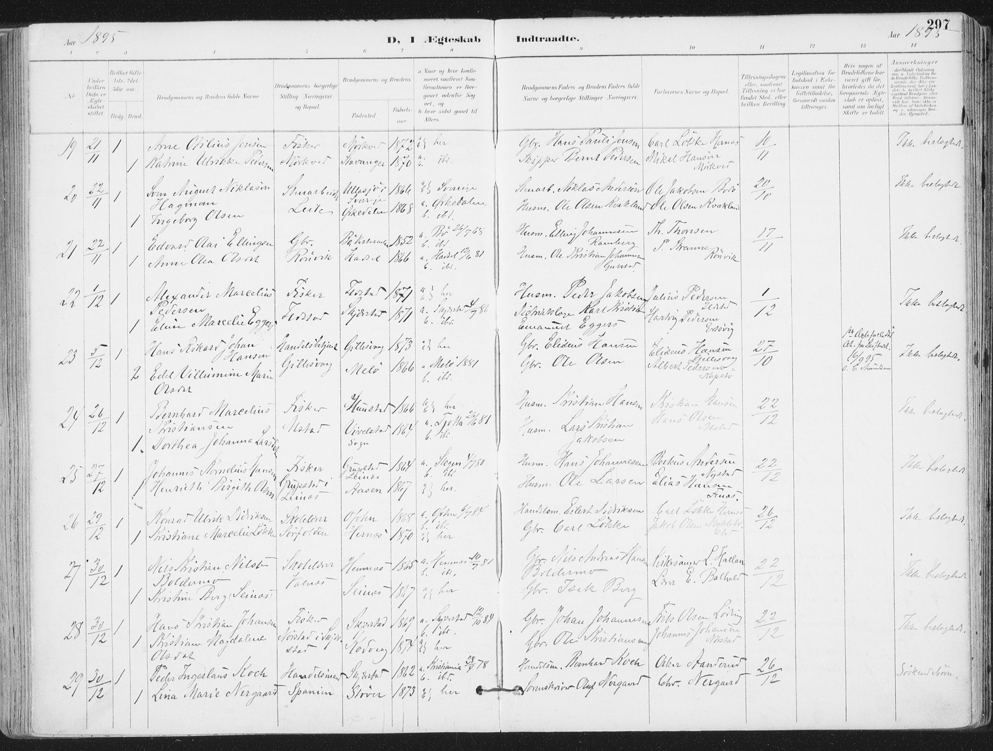 Ministerialprotokoller, klokkerbøker og fødselsregistre - Nordland, AV/SAT-A-1459/802/L0055: Parish register (official) no. 802A02, 1894-1915, p. 297