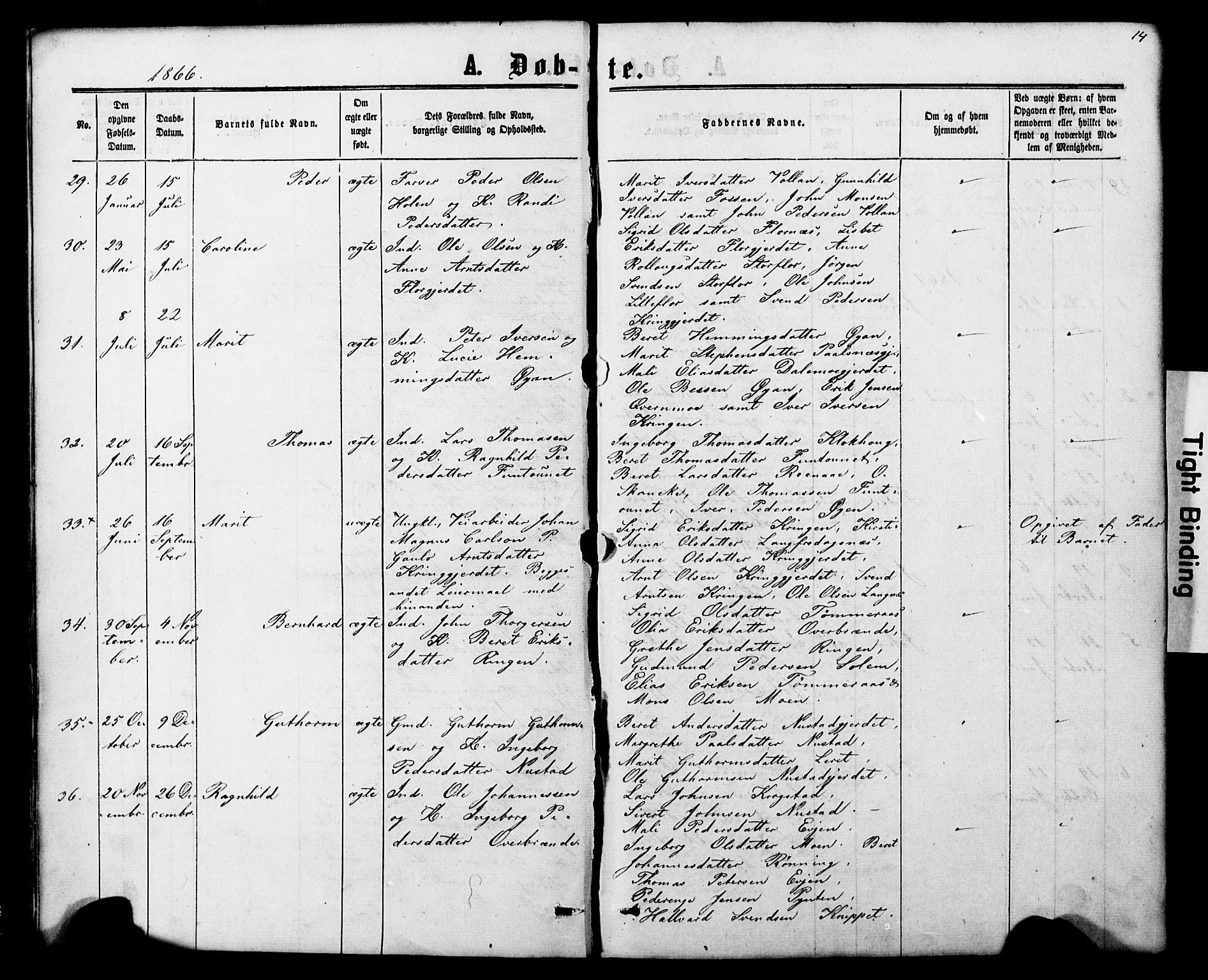 Ministerialprotokoller, klokkerbøker og fødselsregistre - Nord-Trøndelag, SAT/A-1458/706/L0049: Parish register (copy) no. 706C01, 1864-1895, p. 14