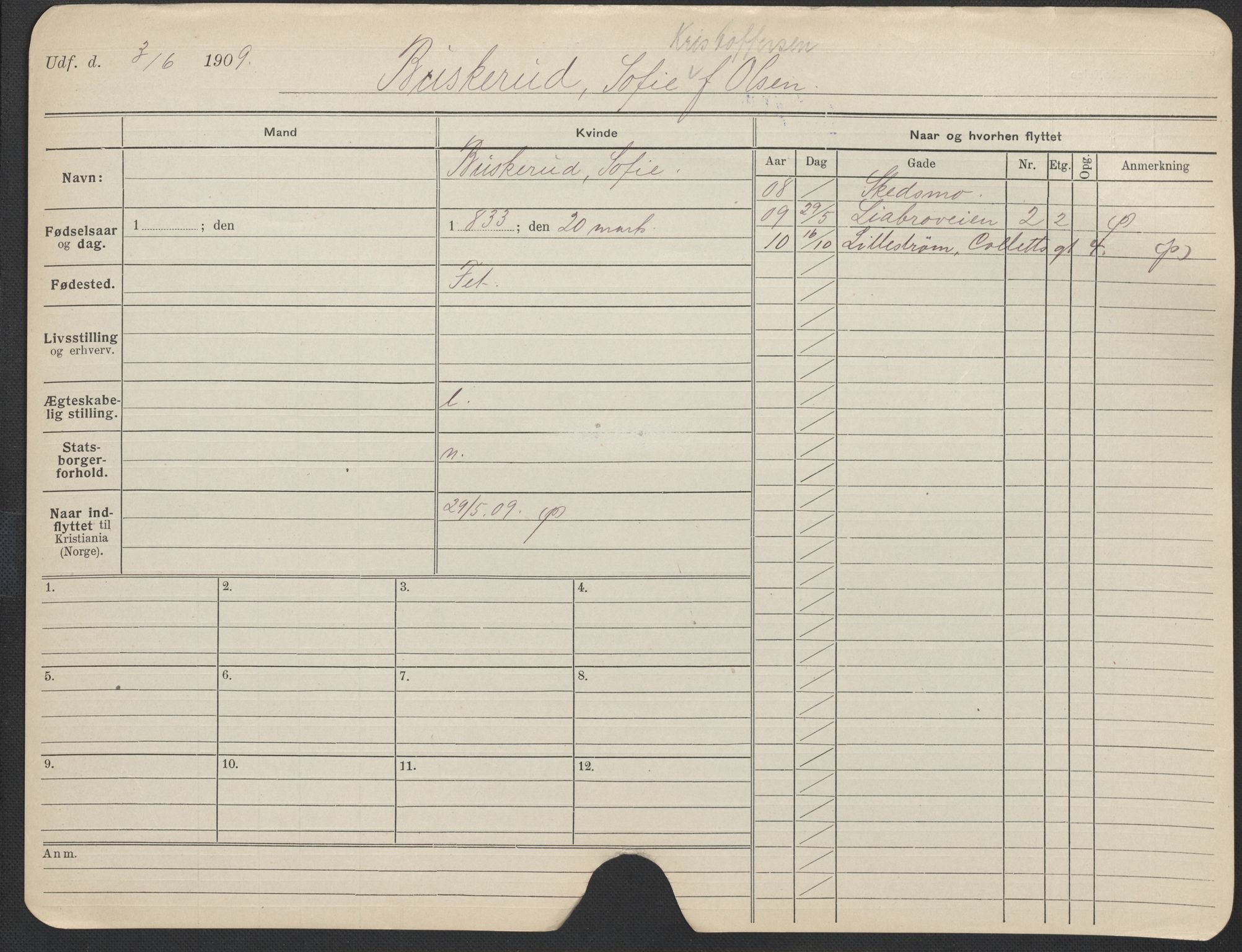 Oslo folkeregister, Registerkort, SAO/A-11715/F/Fa/Fac/L0013: Kvinner, 1906-1914, p. 976a