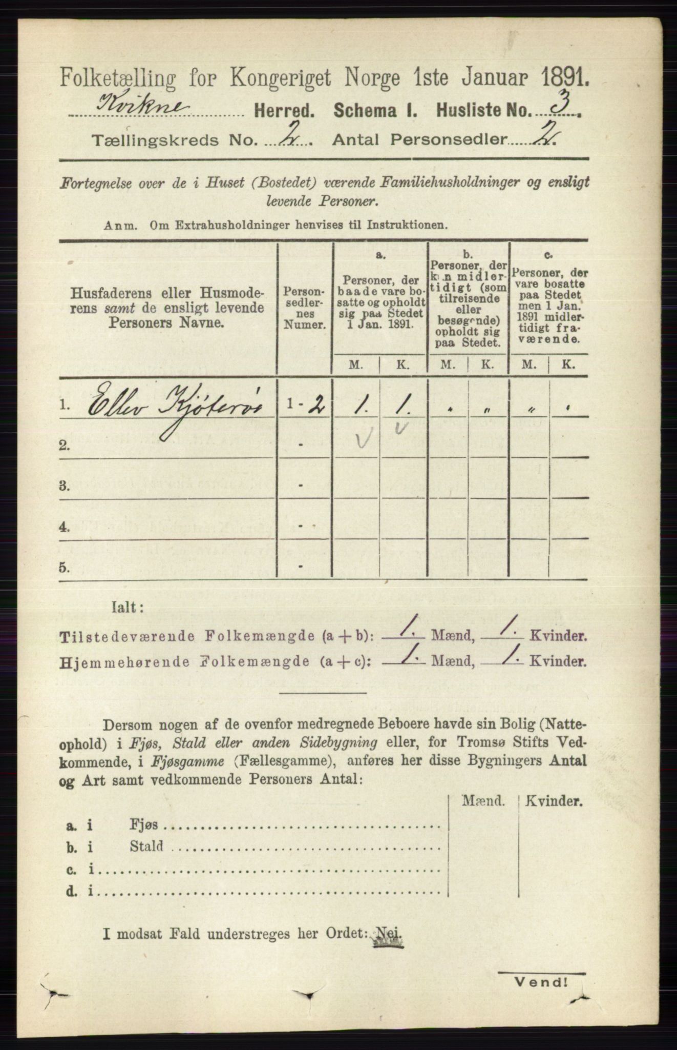 RA, 1891 census for 0440 Kvikne, 1891, p. 230