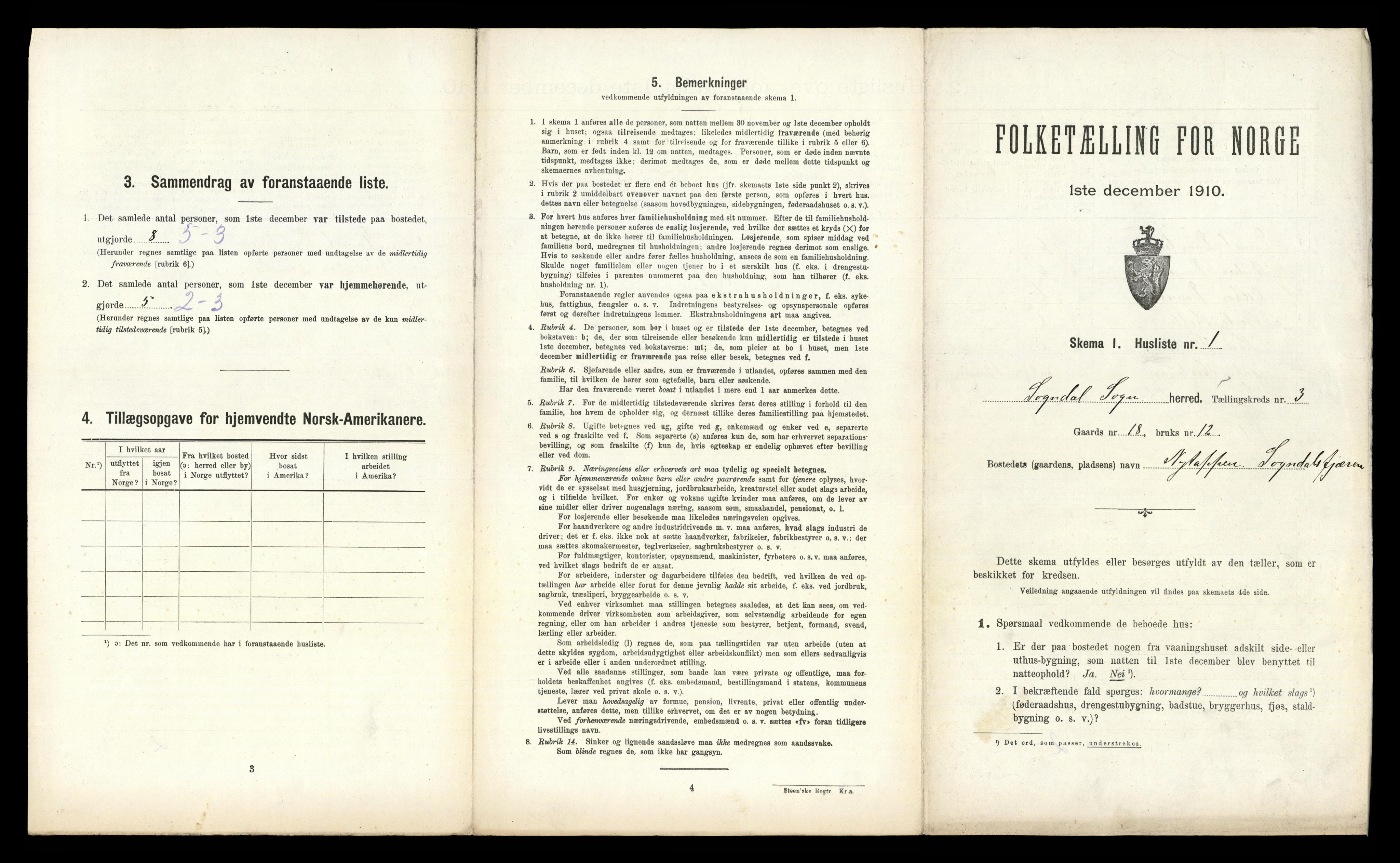 RA, 1910 census for Sogndal, 1910, p. 276