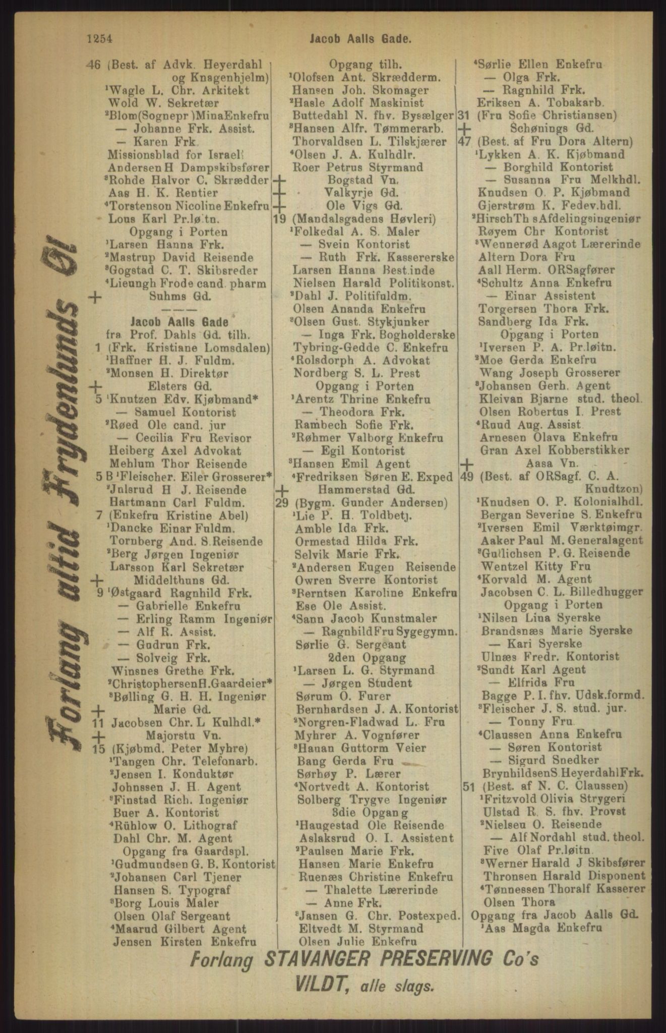 Kristiania/Oslo adressebok, PUBL/-, 1911, p. 1254