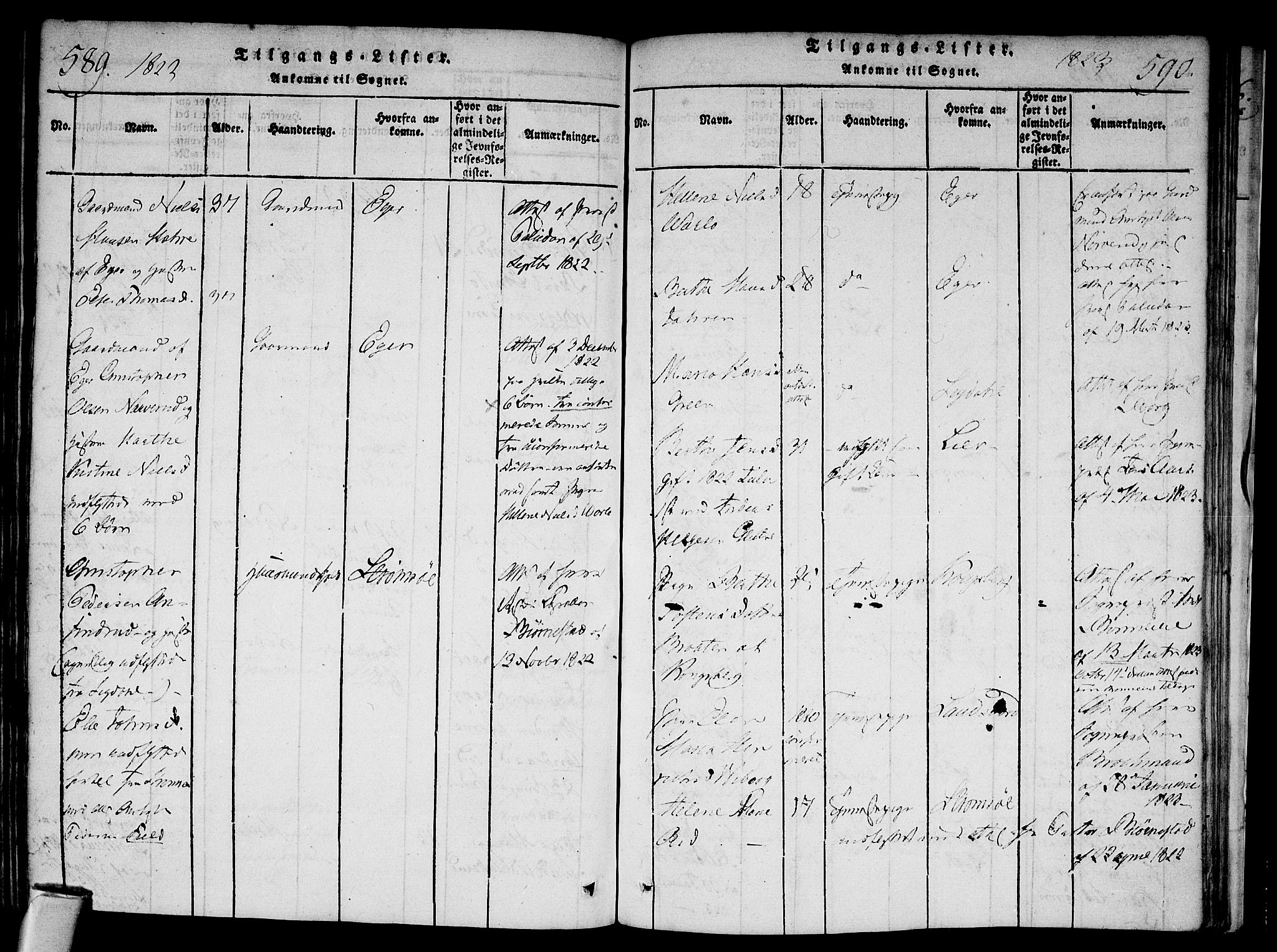 Modum kirkebøker, AV/SAKO-A-234/F/Fa/L0004: Parish register (official) no. 4, 1818-1824, p. 589-590