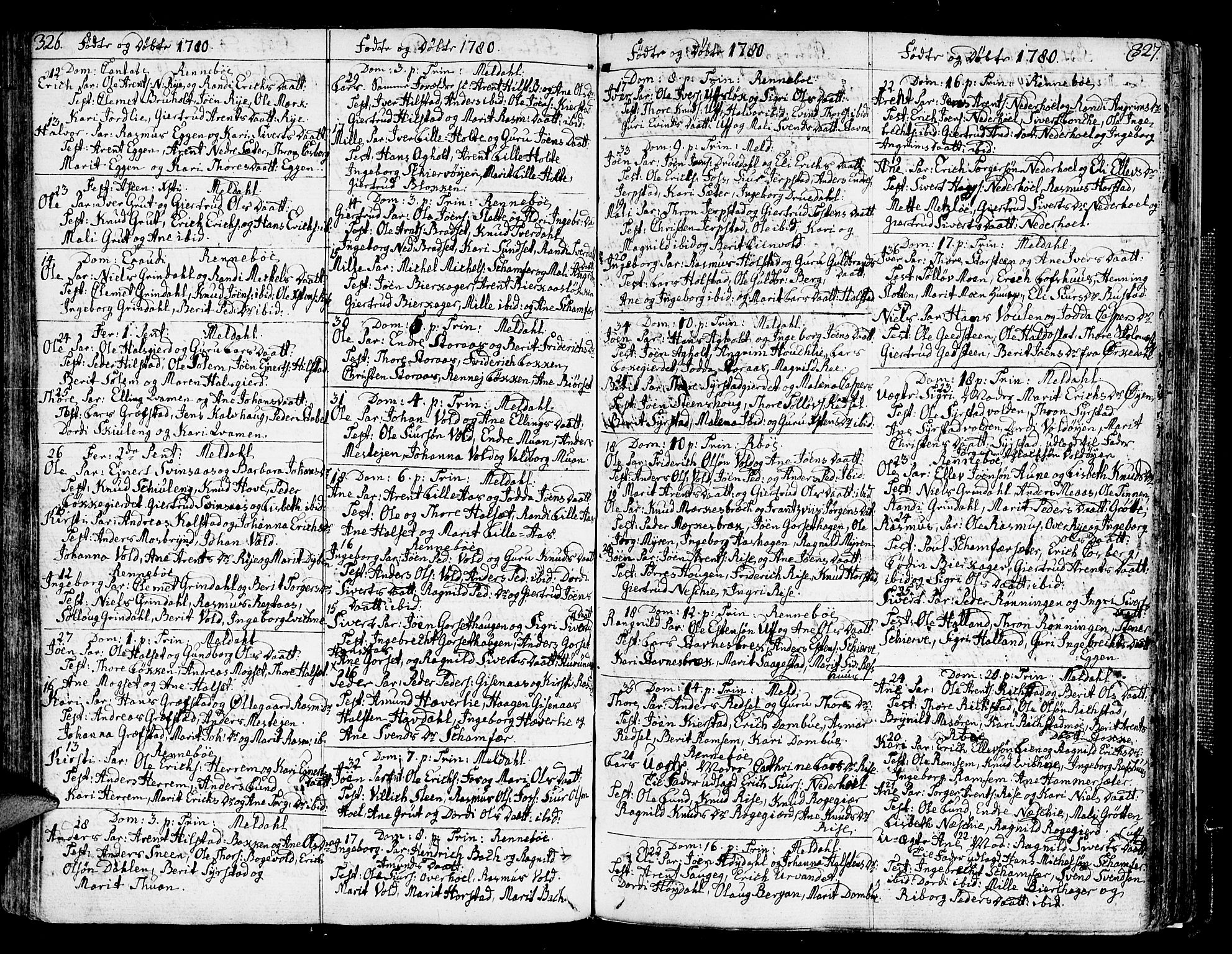 Ministerialprotokoller, klokkerbøker og fødselsregistre - Sør-Trøndelag, SAT/A-1456/672/L0852: Parish register (official) no. 672A05, 1776-1815, p. 326-327
