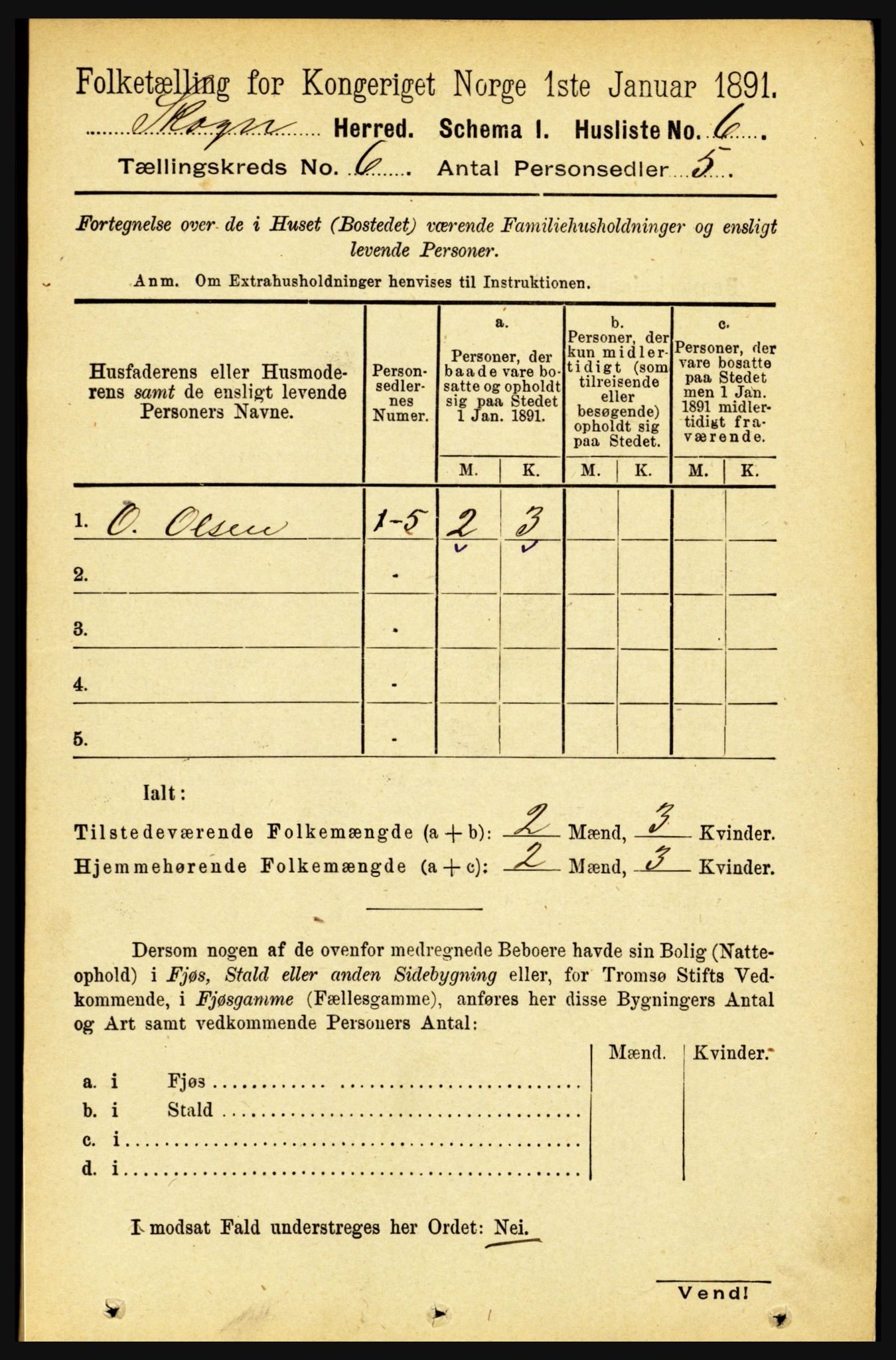 RA, 1891 census for 1719 Skogn, 1891, p. 3354