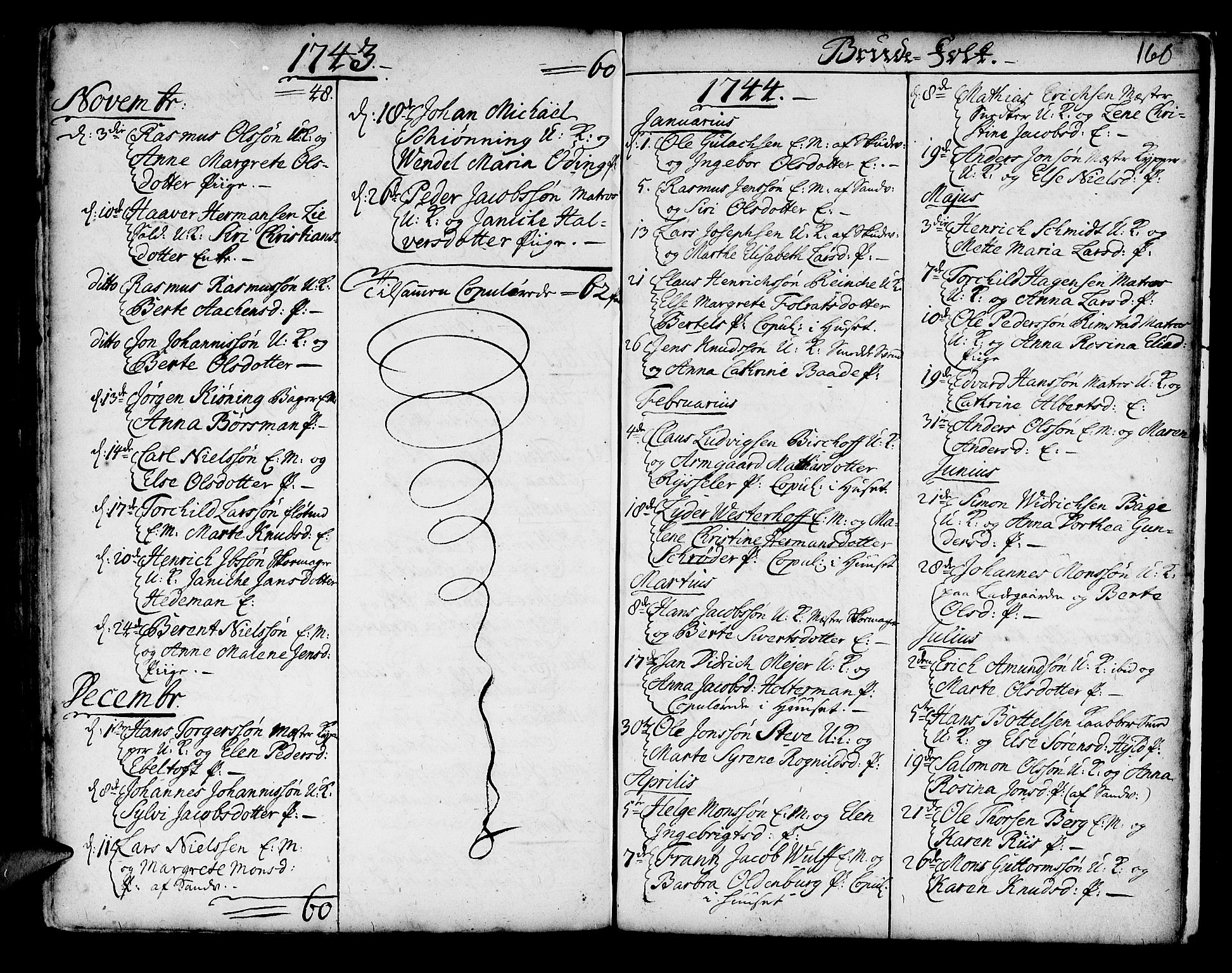 Korskirken sokneprestembete, AV/SAB-A-76101/H/Haa/L0008: Parish register (official) no. A 8, 1698-1747, p. 160