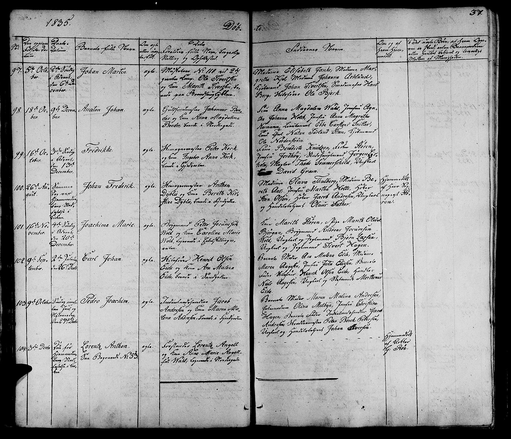 Ministerialprotokoller, klokkerbøker og fødselsregistre - Sør-Trøndelag, SAT/A-1456/602/L0136: Parish register (copy) no. 602C04, 1833-1845, p. 37