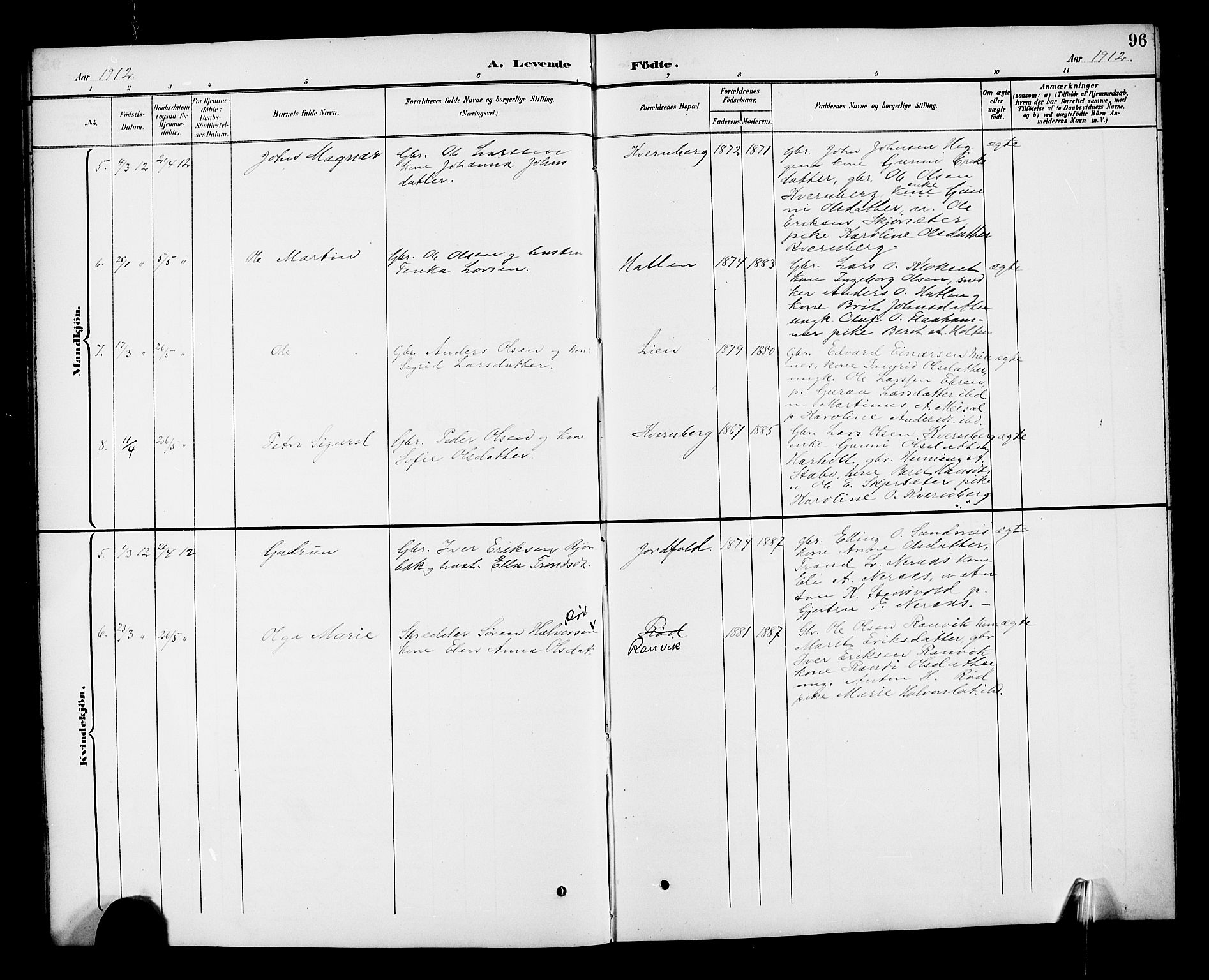 Ministerialprotokoller, klokkerbøker og fødselsregistre - Møre og Romsdal, AV/SAT-A-1454/551/L0632: Parish register (copy) no. 551C04, 1894-1920, p. 96