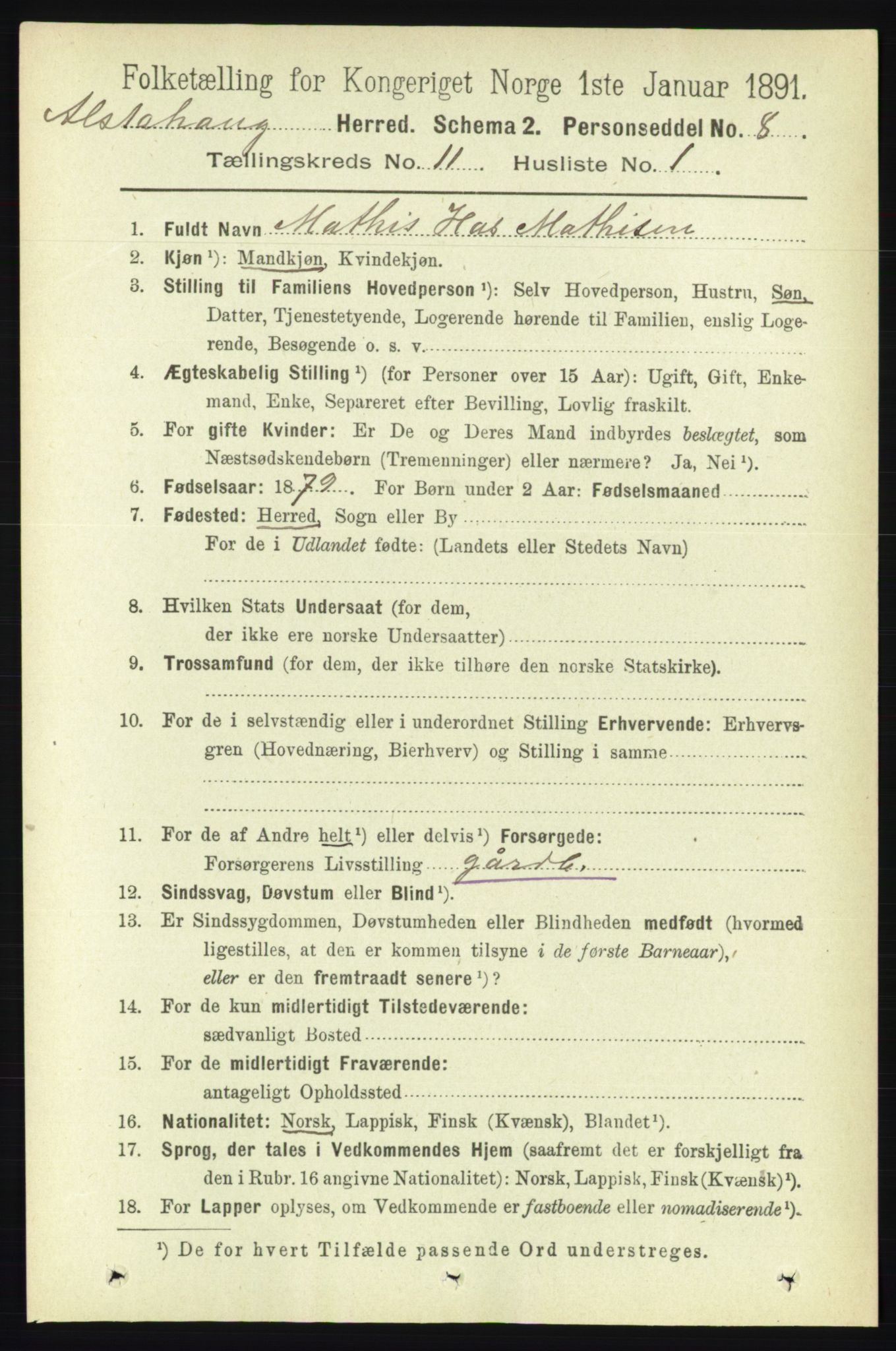 RA, 1891 census for 1820 Alstahaug, 1891, p. 3877