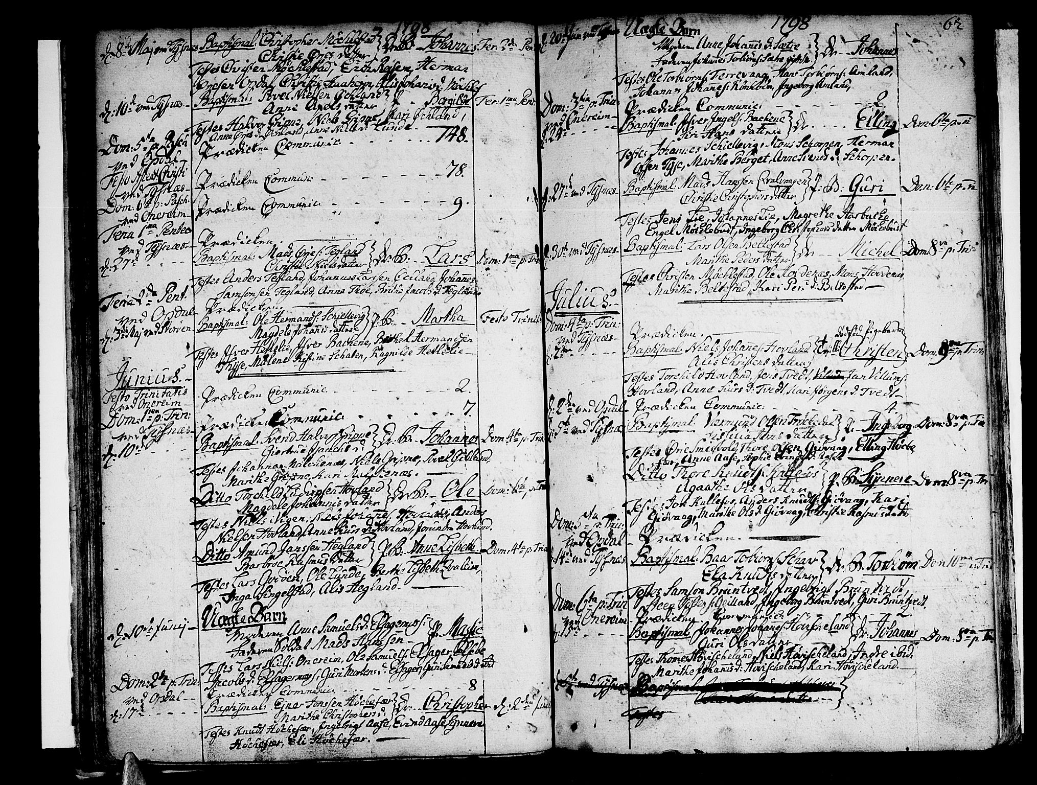 Tysnes sokneprestembete, AV/SAB-A-78601/H/Haa: Parish register (official) no. A 2 /1, 1732-1804, p. 62