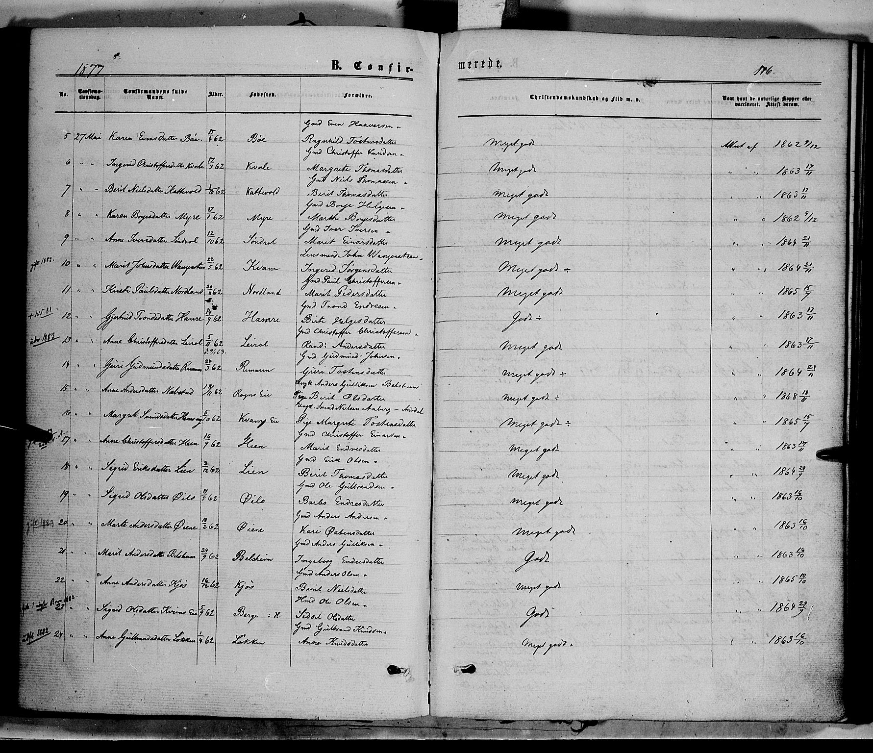 Vang prestekontor, Valdres, SAH/PREST-140/H/Ha/L0007: Parish register (official) no. 7, 1865-1881, p. 116