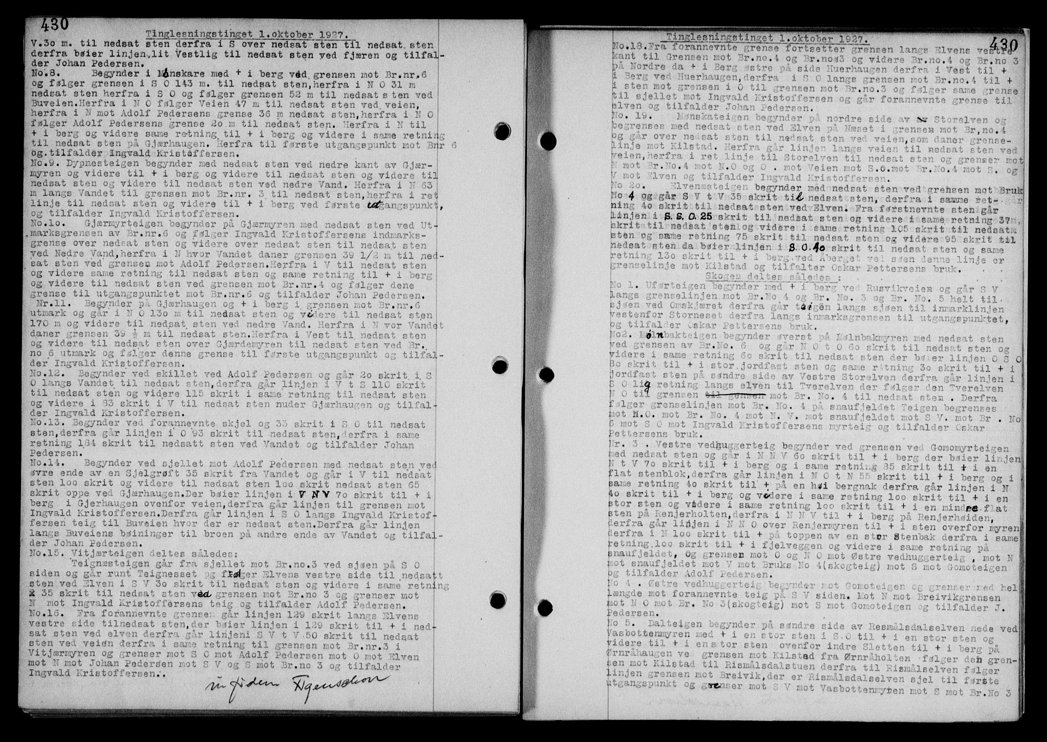 Steigen og Ofoten sorenskriveri, SAT/A-0030/1/2/2C/L0014: Mortgage book no. 13 og 15, 1926-1927, Deed date: 01.10.1927