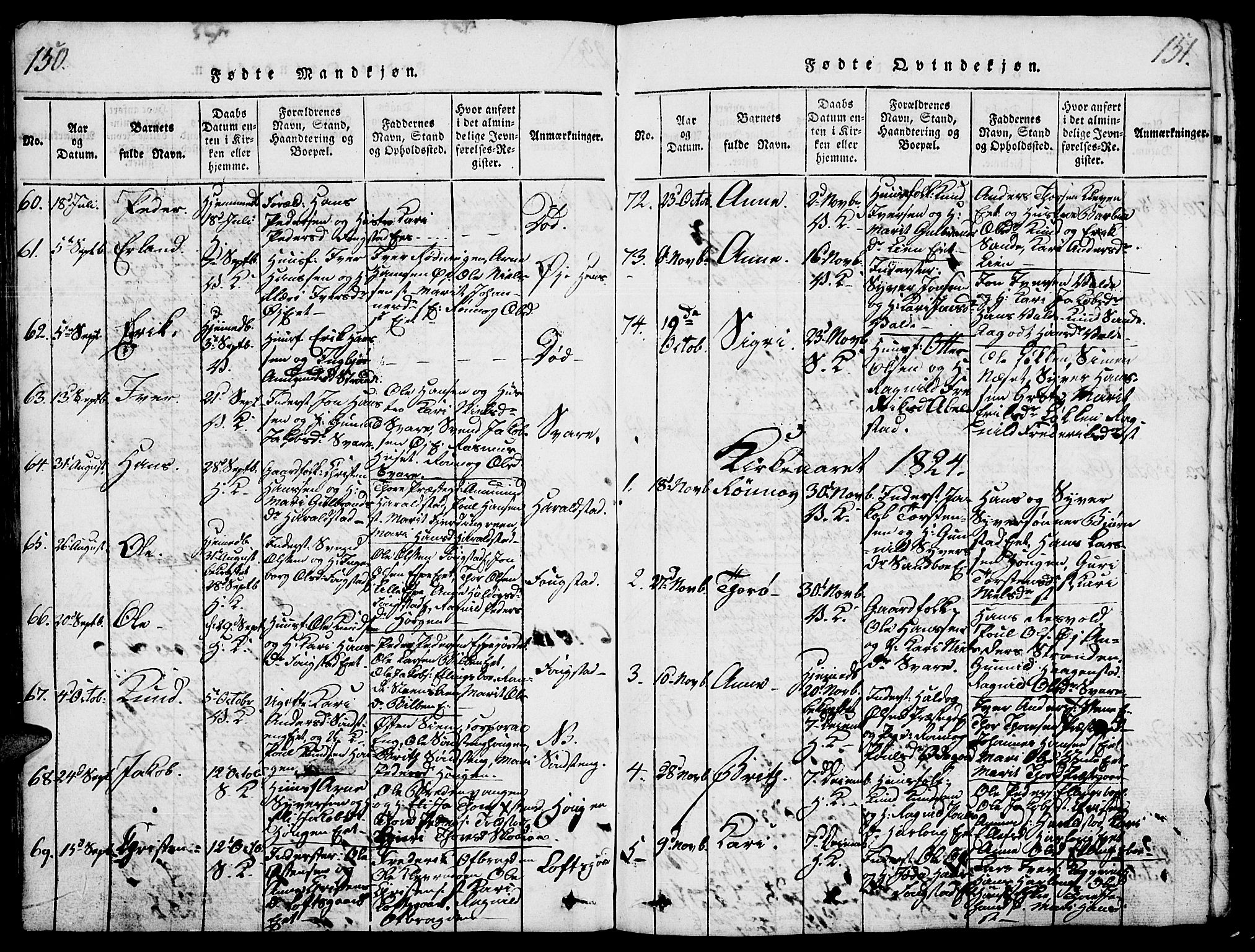 Vågå prestekontor, AV/SAH-PREST-076/H/Ha/Haa/L0003: Parish register (official) no. 3, 1815-1827, p. 150-151