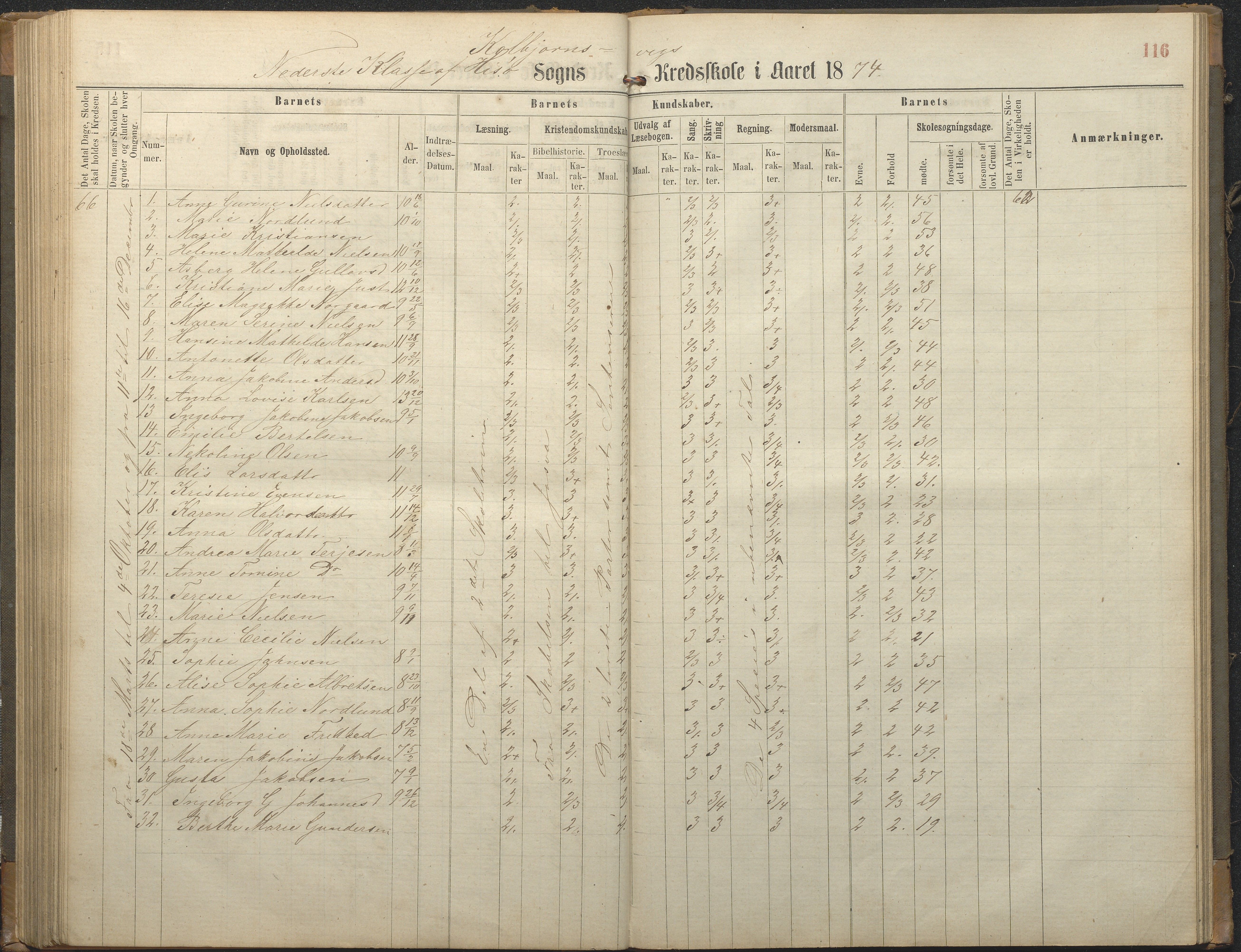 Hisøy kommune frem til 1991, AAKS/KA0922-PK/32/L0006: Skoleprotokoll, 1863-1887, p. 116