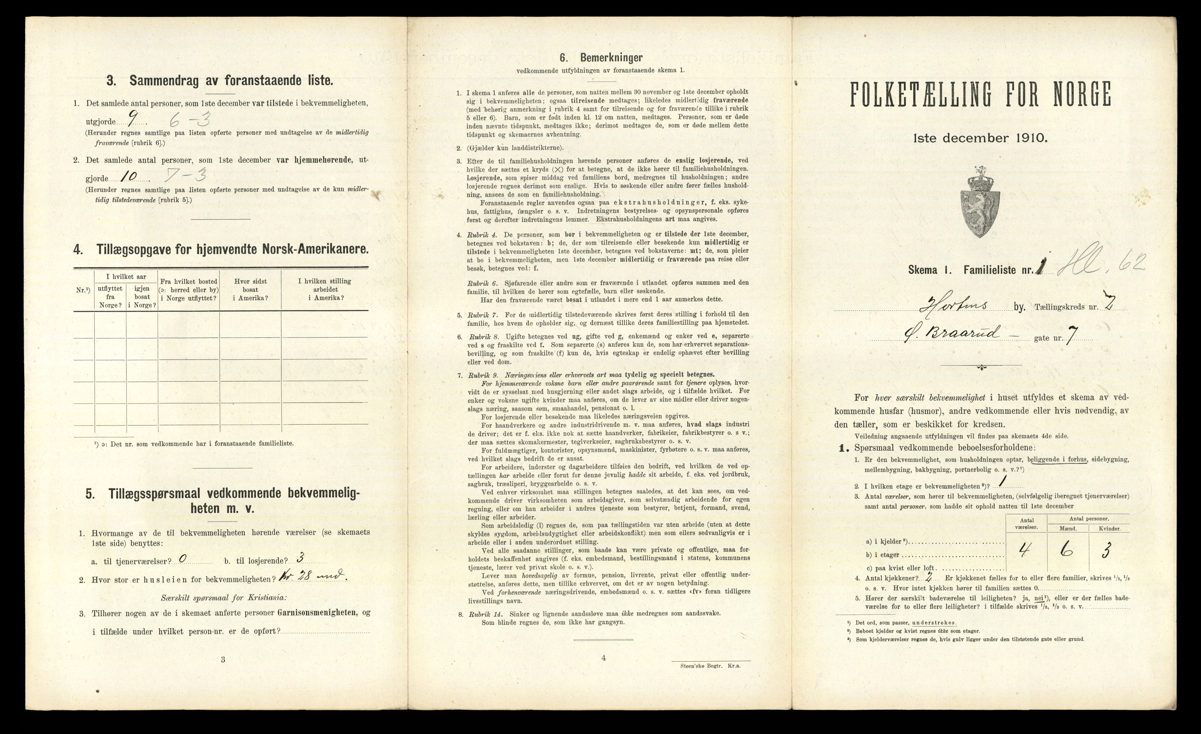 RA, 1910 census for Horten, 1910, p. 1662