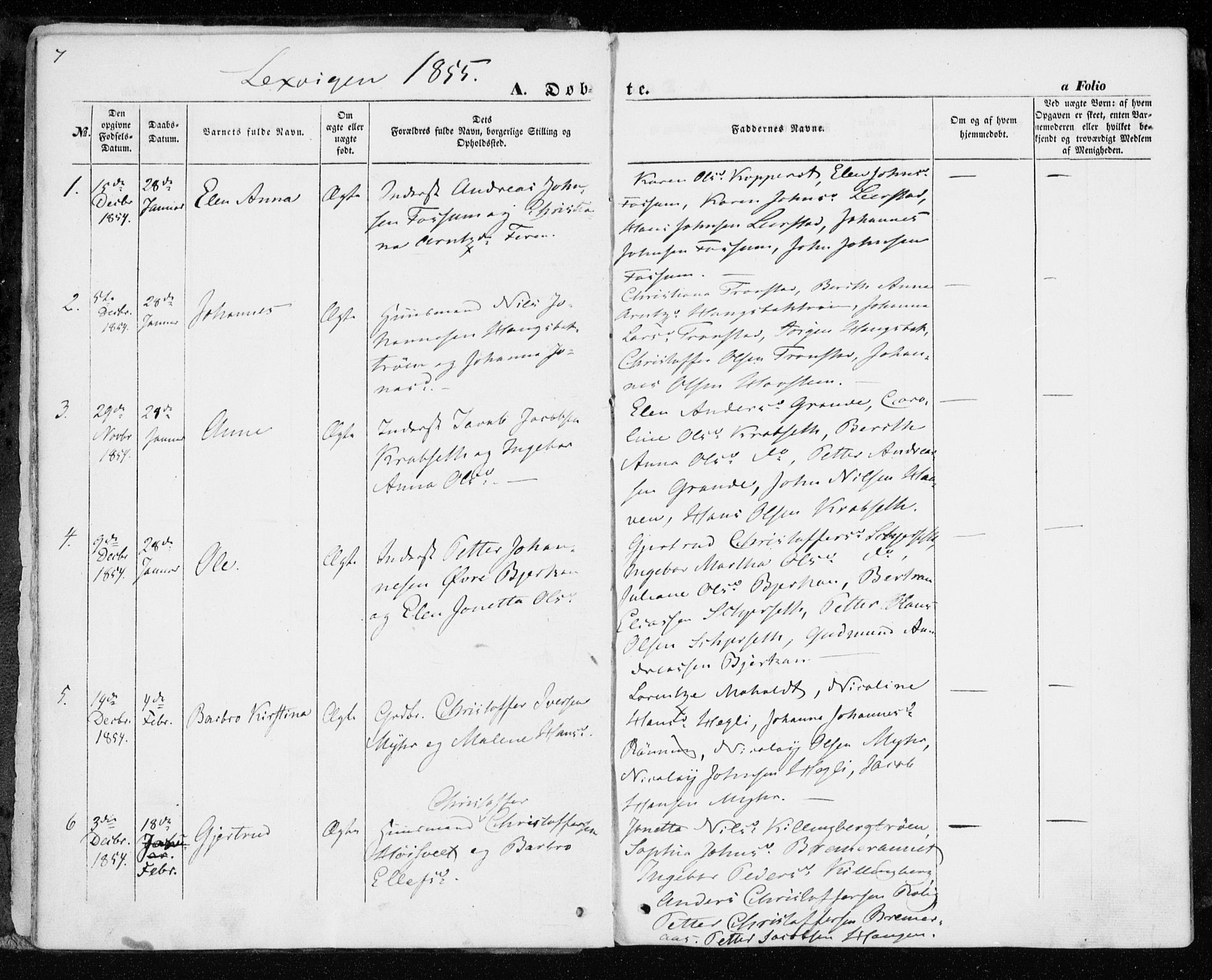 Ministerialprotokoller, klokkerbøker og fødselsregistre - Nord-Trøndelag, AV/SAT-A-1458/701/L0008: Parish register (official) no. 701A08 /1, 1854-1863, p. 7