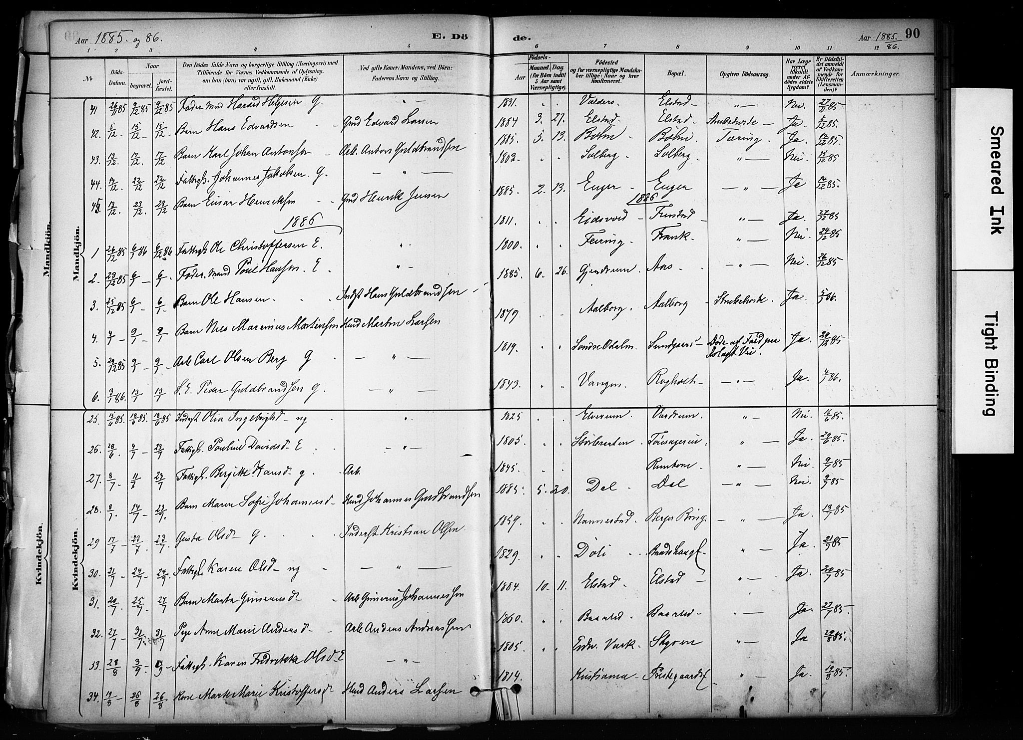 Eidsvoll prestekontor Kirkebøker, SAO/A-10888/F/Fa/L0003: Parish register (official) no. I 3, 1882-1895, p. 90