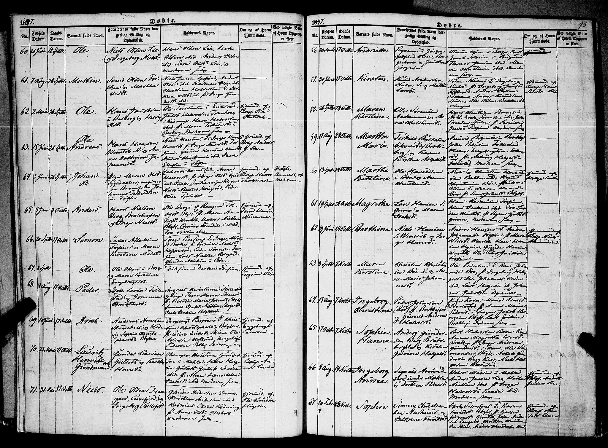 Gjerpen kirkebøker, AV/SAKO-A-265/F/Fa/L0007a: Parish register (official) no. I 7A, 1834-1857, p. 98