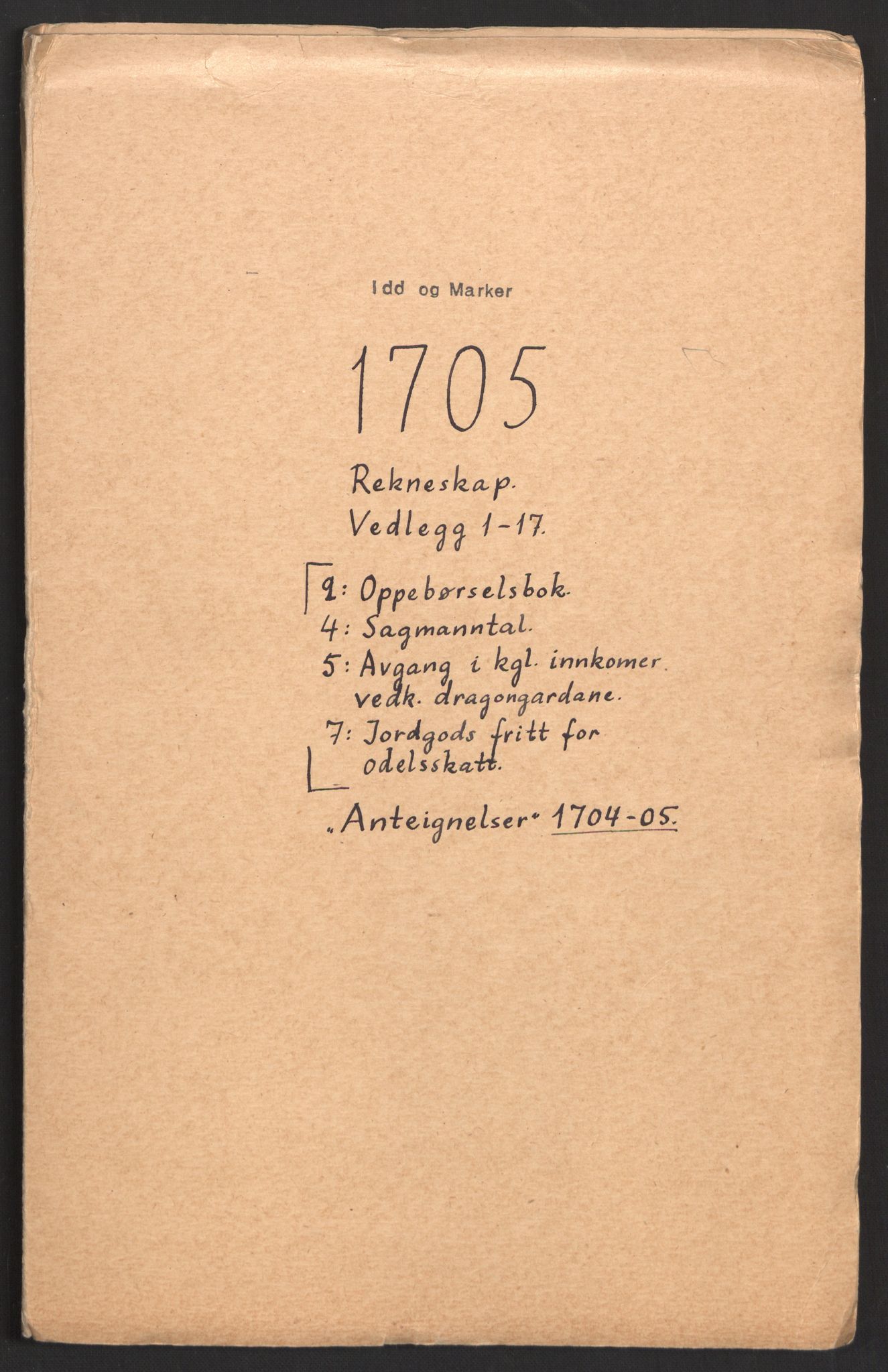 Rentekammeret inntil 1814, Reviderte regnskaper, Fogderegnskap, RA/EA-4092/R01/L0017: Fogderegnskap Idd og Marker, 1704-1706, p. 211