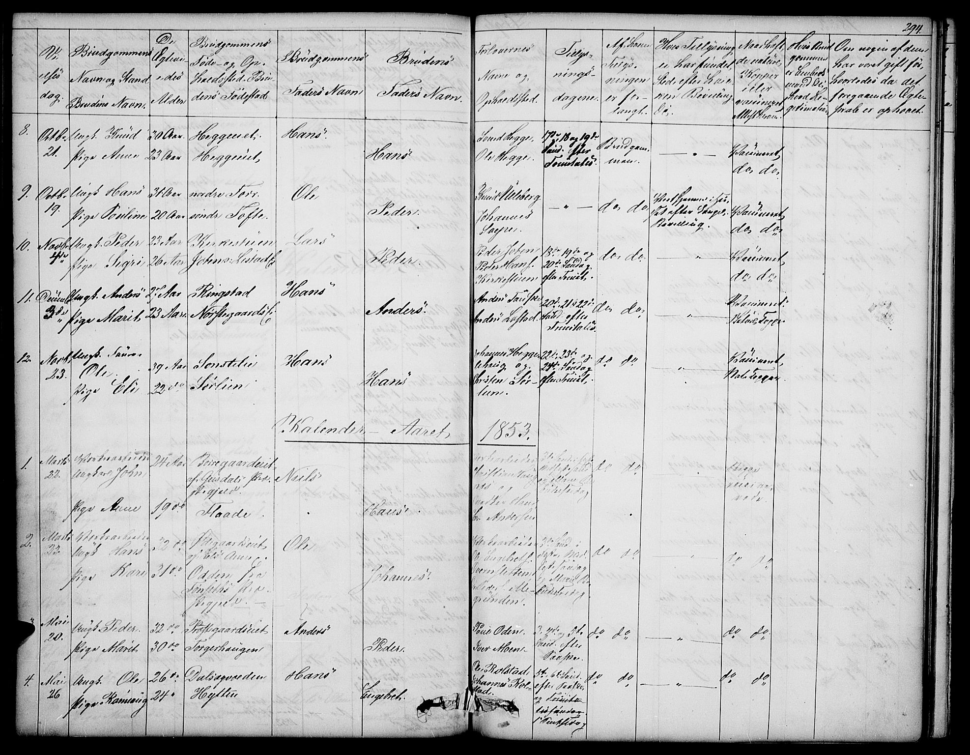 Sør-Fron prestekontor, SAH/PREST-010/H/Ha/Hab/L0001: Parish register (copy) no. 1, 1844-1863, p. 294