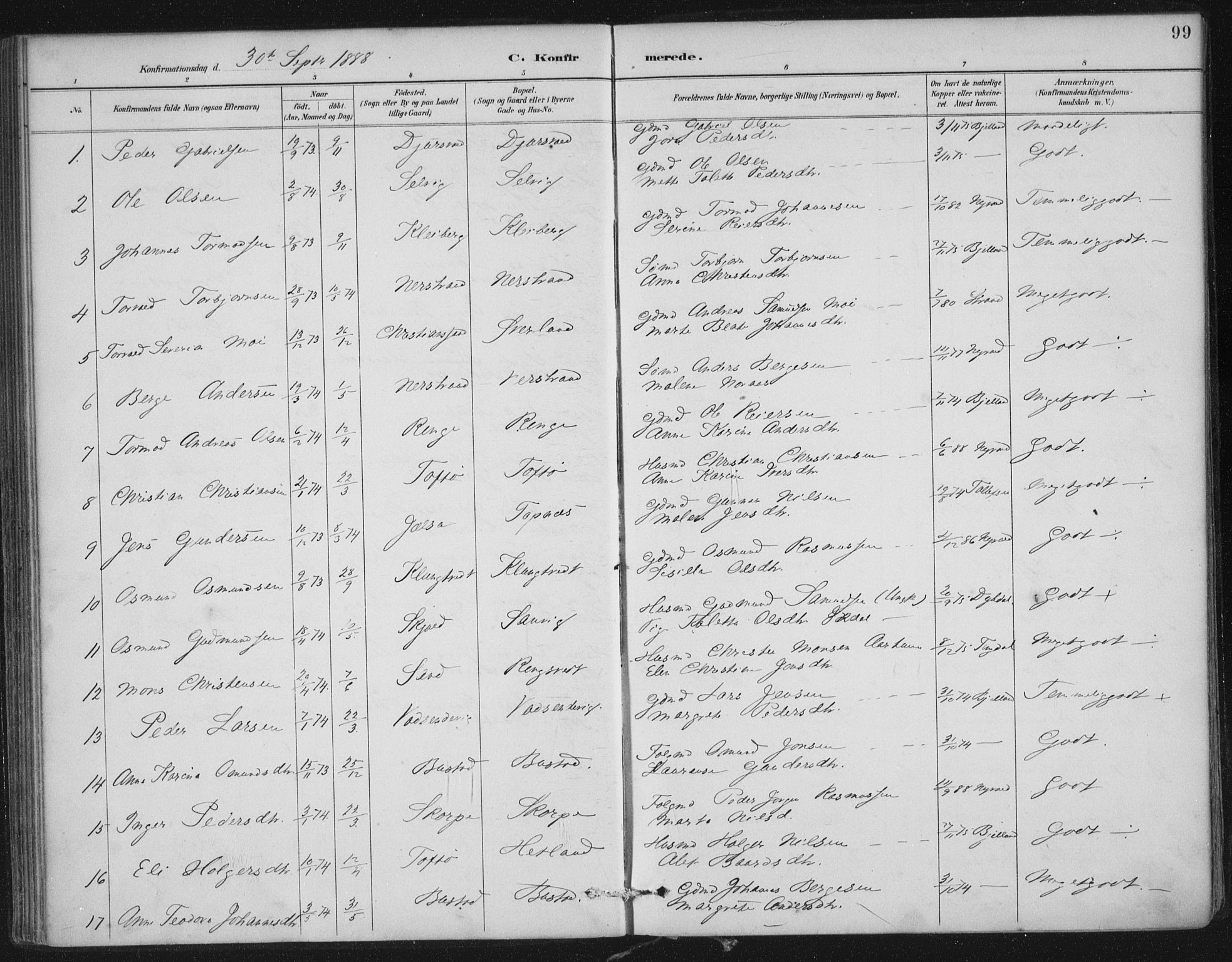 Nedstrand sokneprestkontor, SAST/A-101841/01/IV: Parish register (official) no. A 12, 1887-1915, p. 99