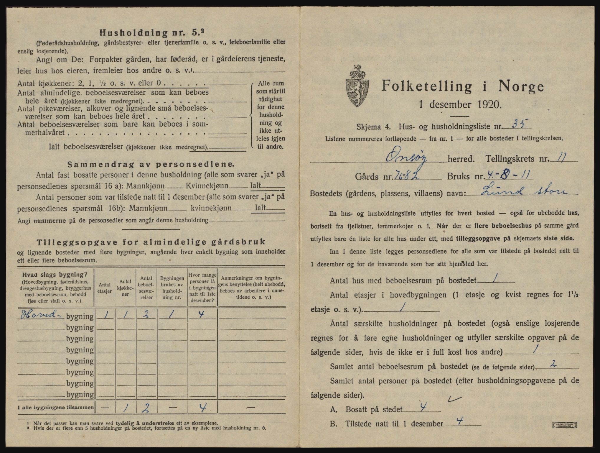 SAO, 1920 census for Onsøy, 1920, p. 2054