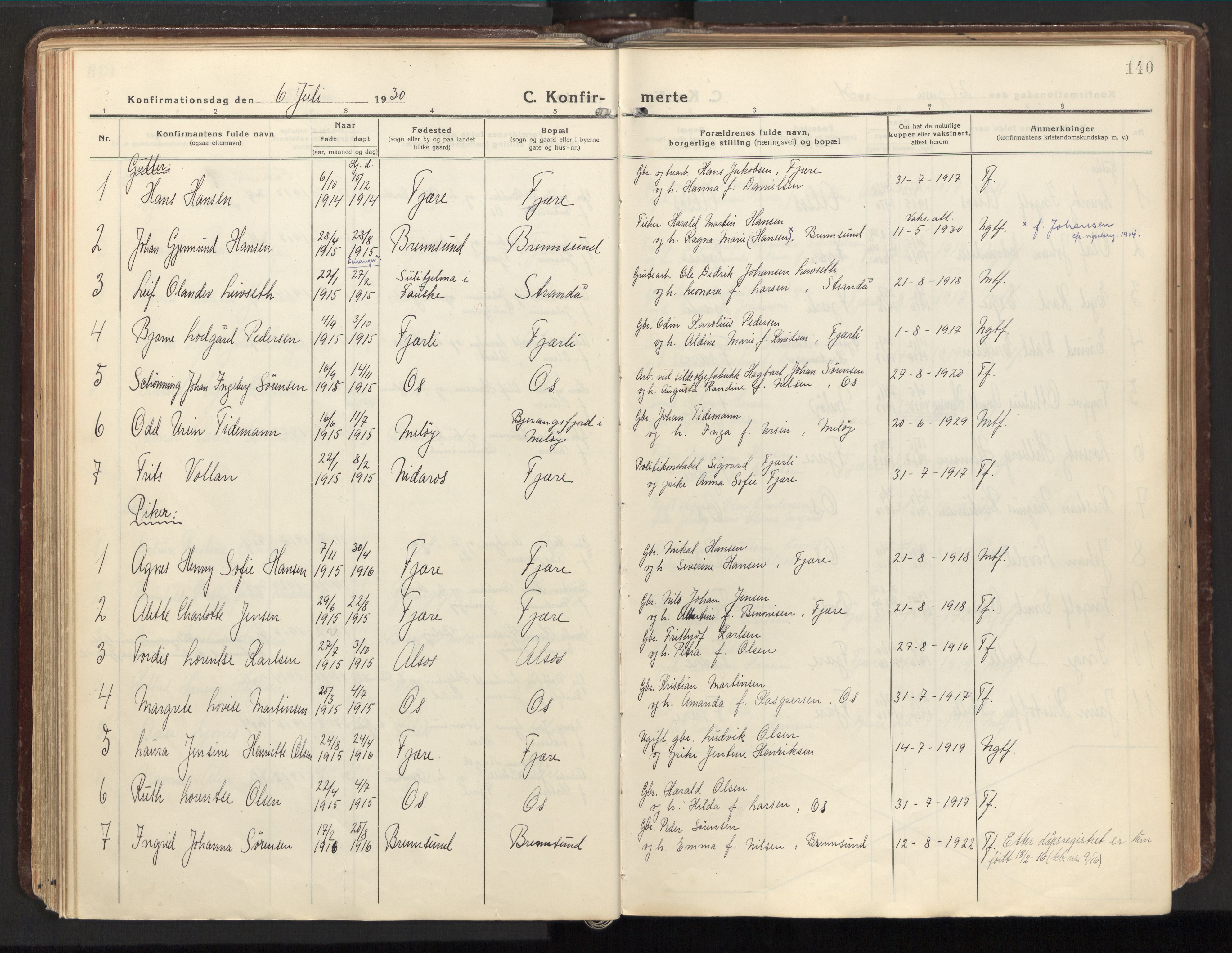 Ministerialprotokoller, klokkerbøker og fødselsregistre - Nordland, SAT/A-1459/803/L0073: Parish register (official) no. 803A03, 1920-1955, p. 140