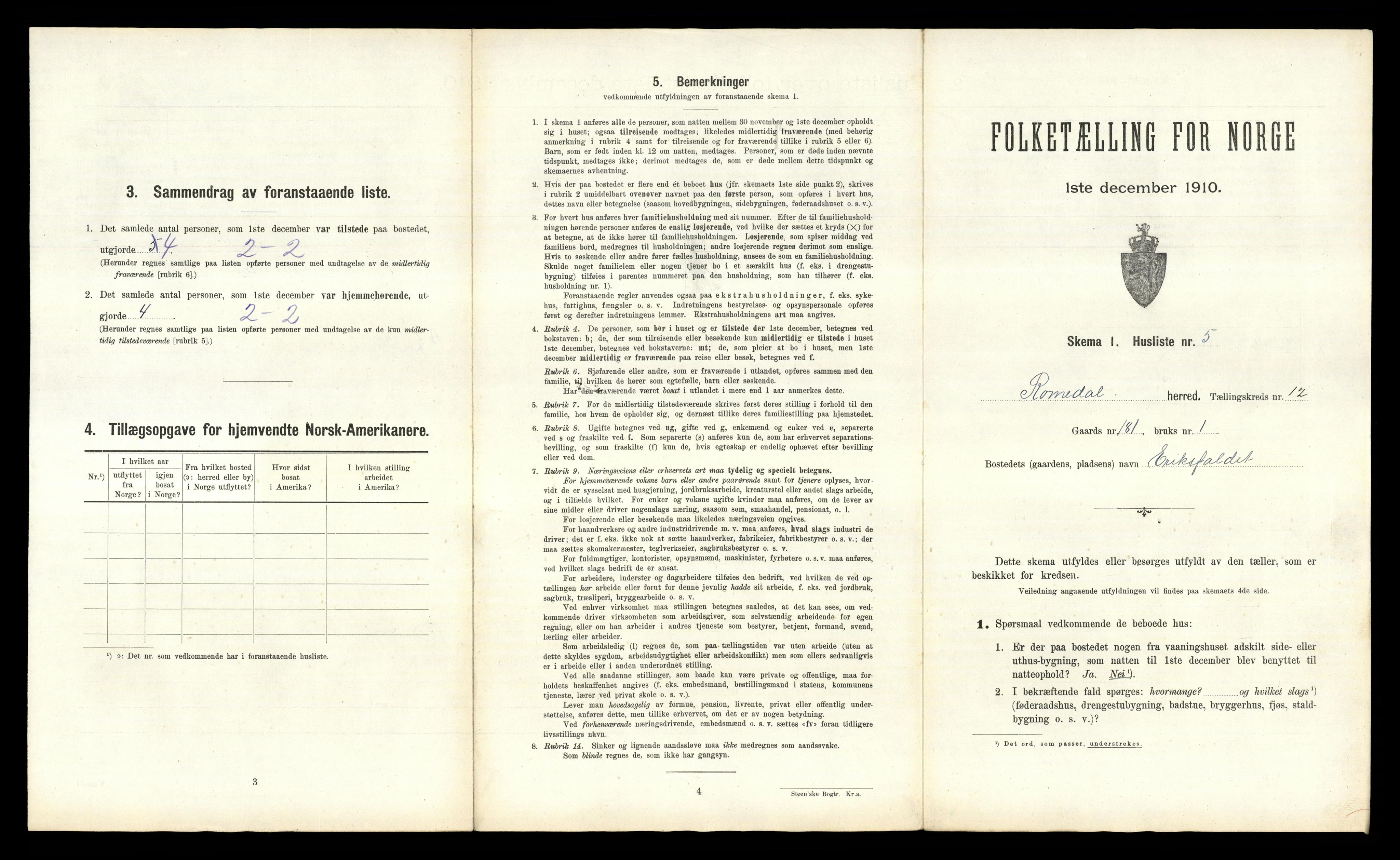 RA, 1910 census for Romedal, 1910, p. 1795