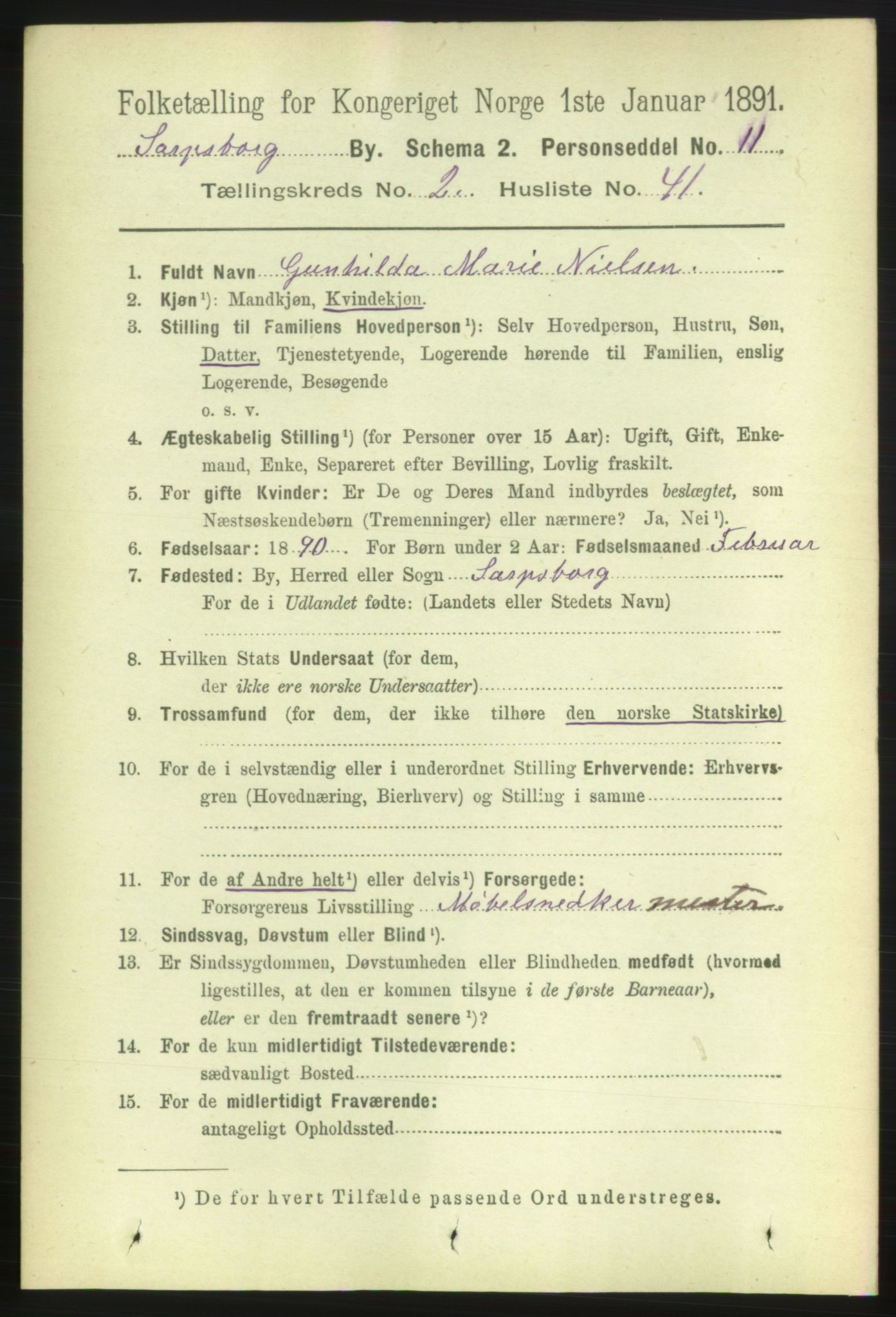 RA, 1891 census for 0102 Sarpsborg, 1891, p. 1687