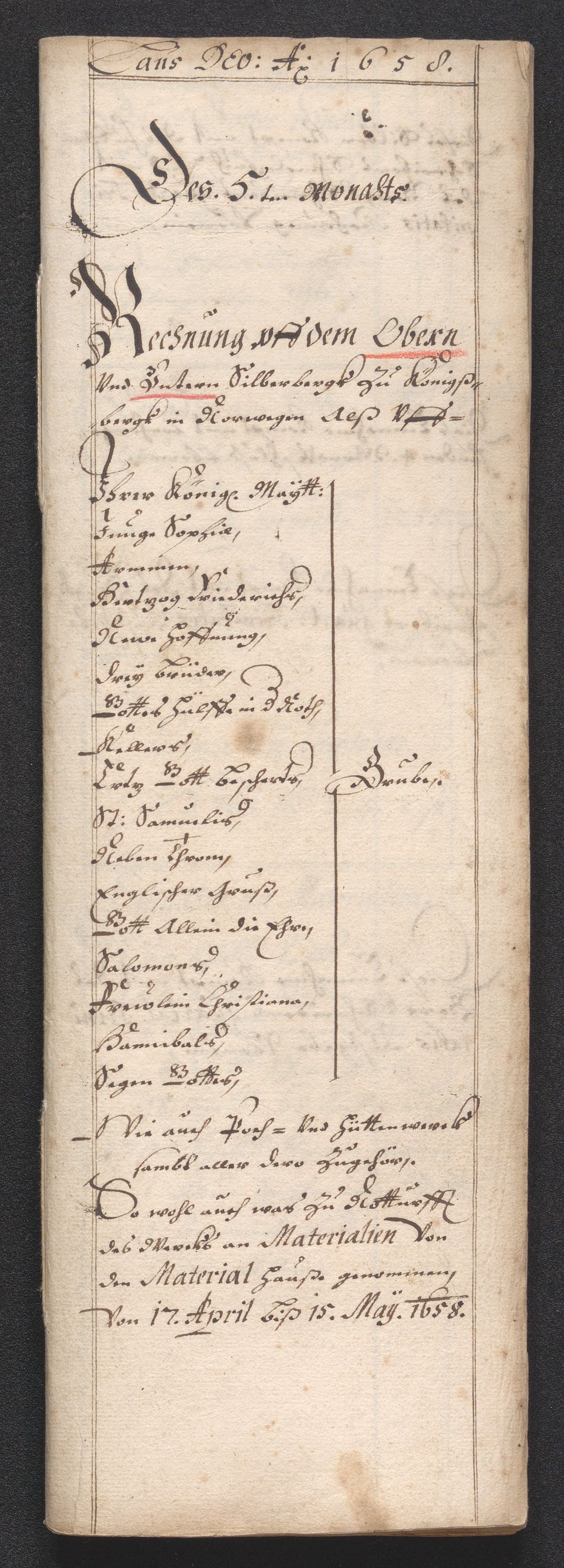 Kongsberg Sølvverk 1623-1816, AV/SAKO-EA-3135/001/D/Dc/Dcd/L0033: Utgiftsregnskap for gruver m.m. , 1658, p. 254