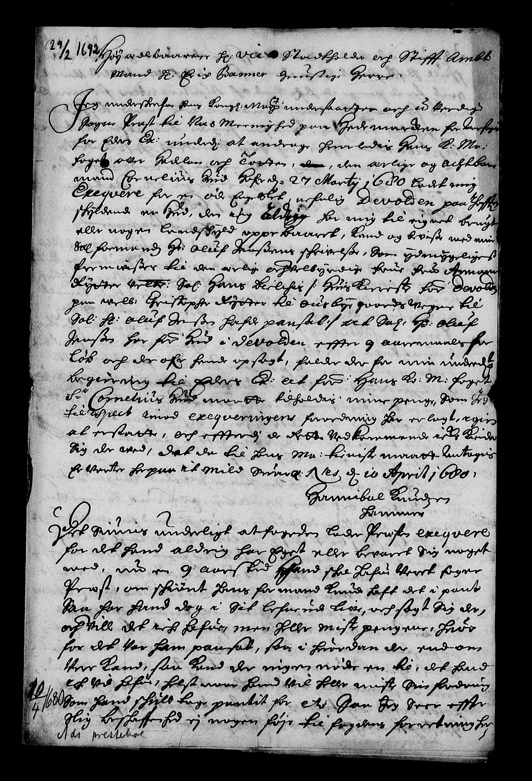 Stattholderembetet 1572-1771, RA/EA-2870/Af/L0004: Avskrifter av vedlegg til originale supplikker, nummerert i samsvar med supplikkbøkene, 1691-1694, p. 153