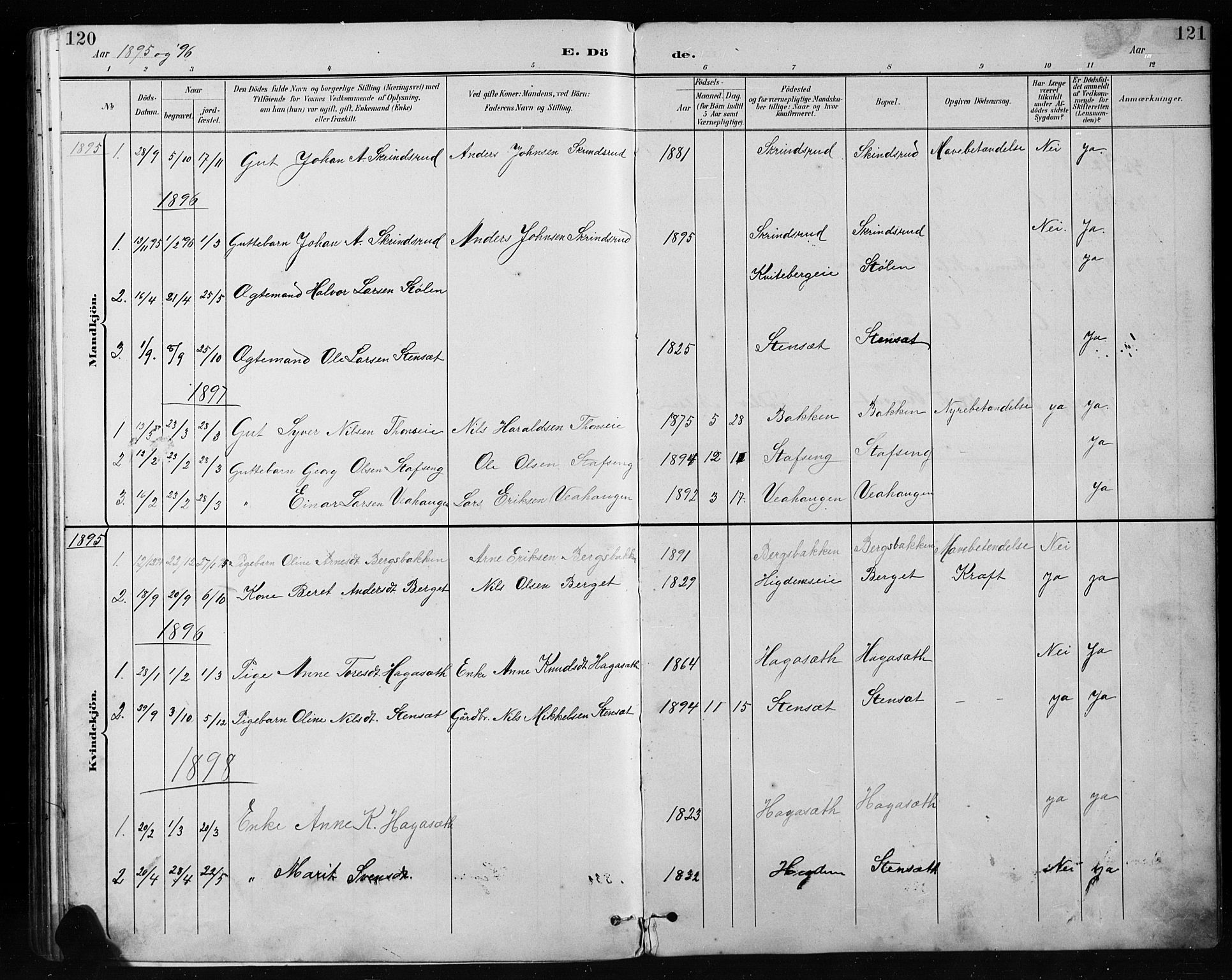 Etnedal prestekontor, SAH/PREST-130/H/Ha/Hab/Habb/L0001: Parish register (copy) no. II 1, 1894-1911, p. 120-121