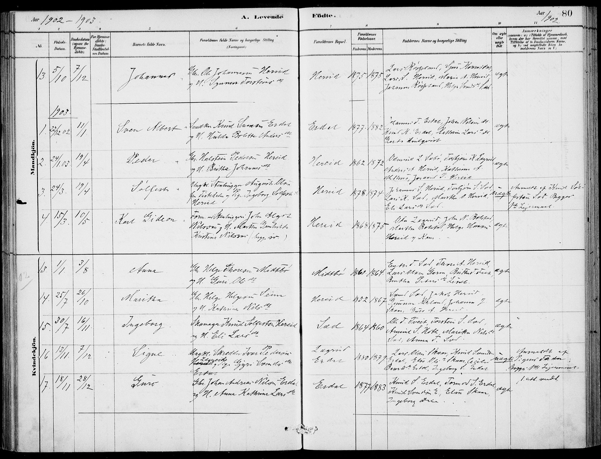 Ulvik sokneprestembete, AV/SAB-A-78801/H/Haa: Parish register (official) no. D  1, 1878-1903, p. 80