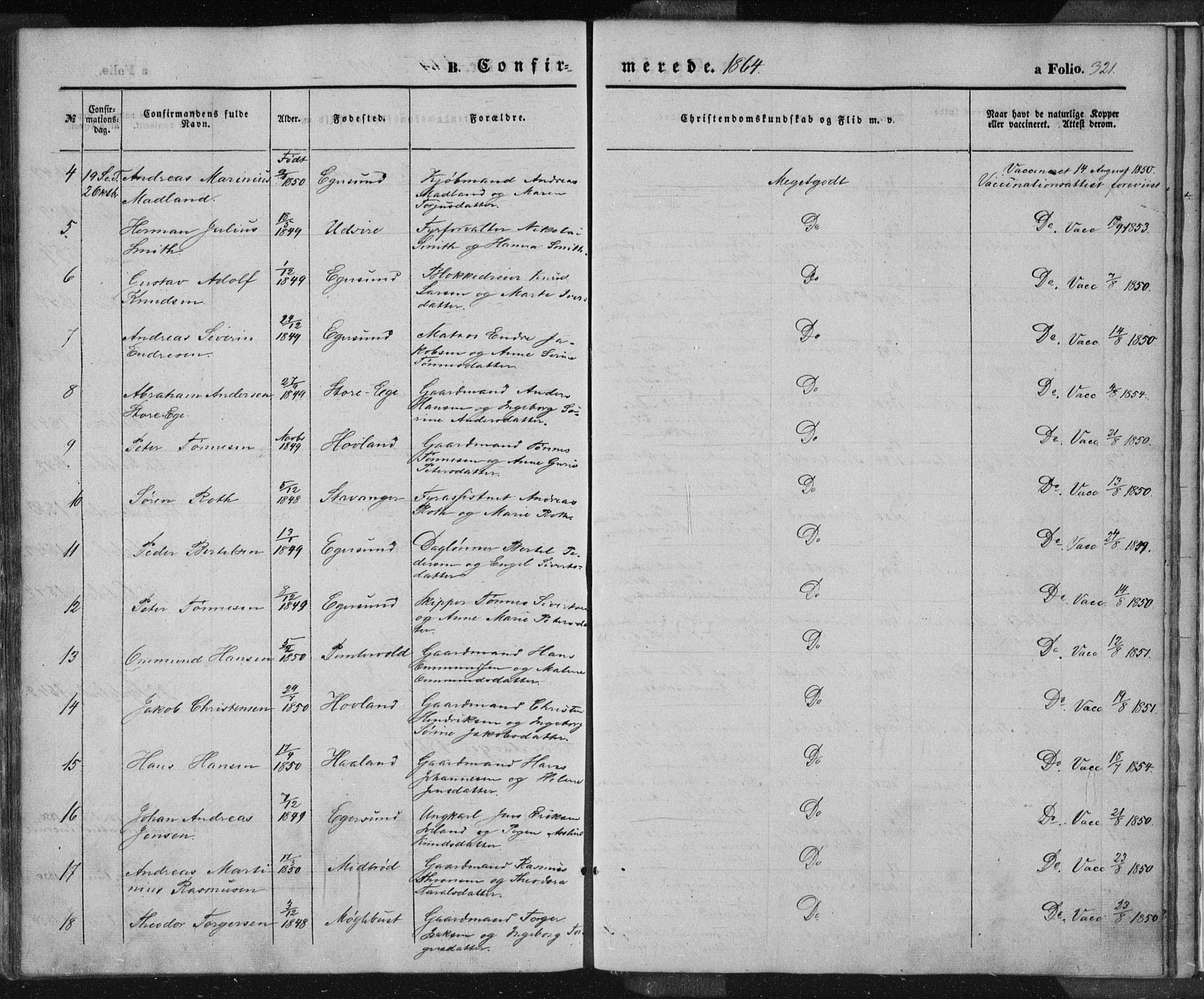 Eigersund sokneprestkontor, AV/SAST-A-101807/S08/L0012: Parish register (official) no. A 12.1, 1850-1865, p. 321