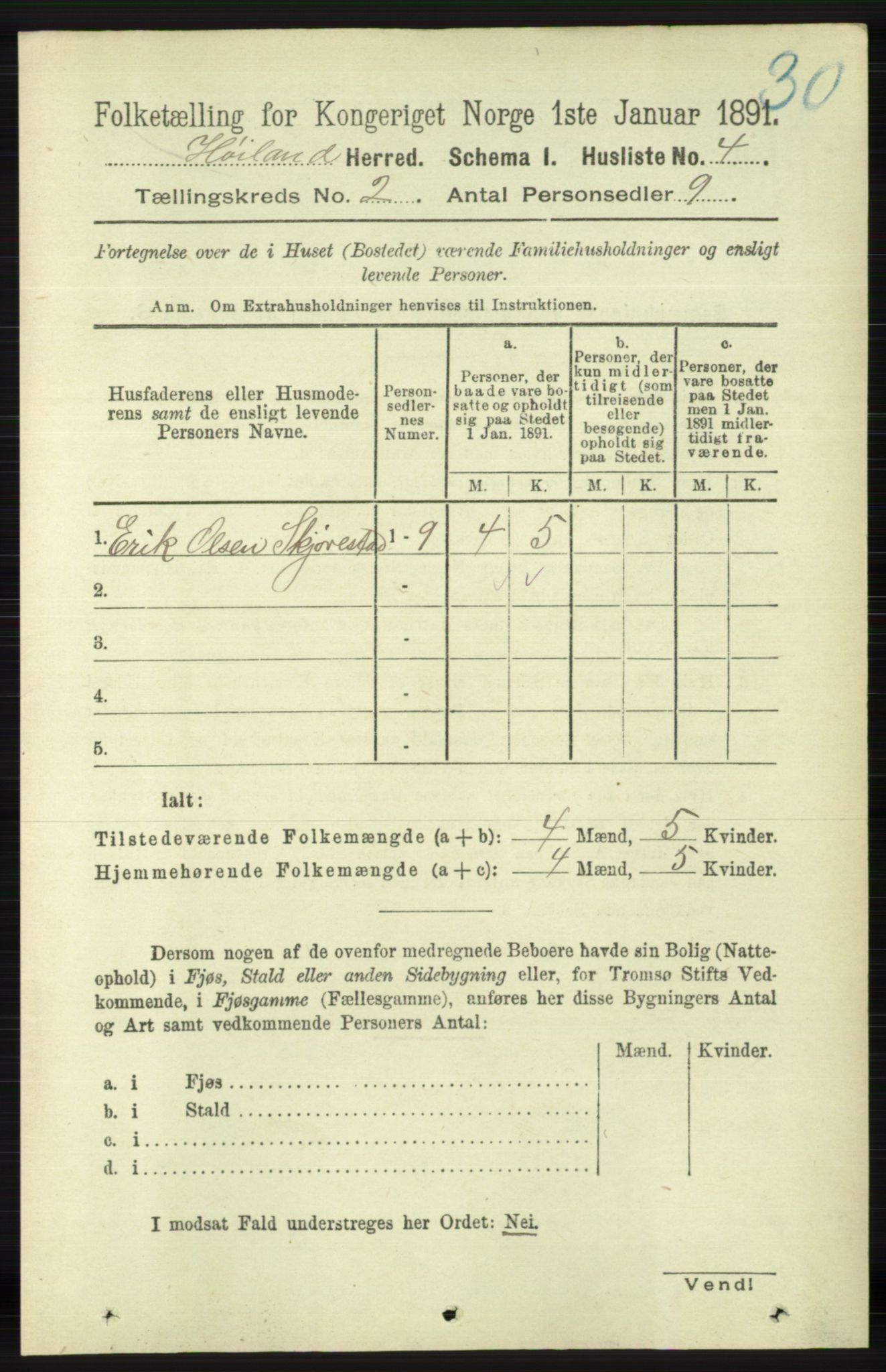 RA, 1891 census for 1123 Høyland, 1891, p. 280