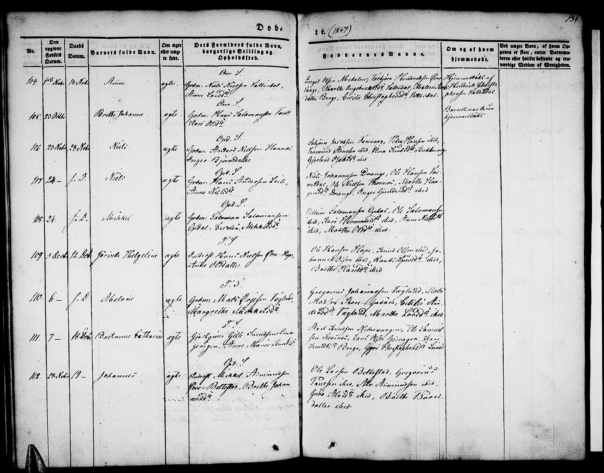 Tysnes sokneprestembete, AV/SAB-A-78601/H/Haa: Parish register (official) no. A 9, 1837-1848, p. 136